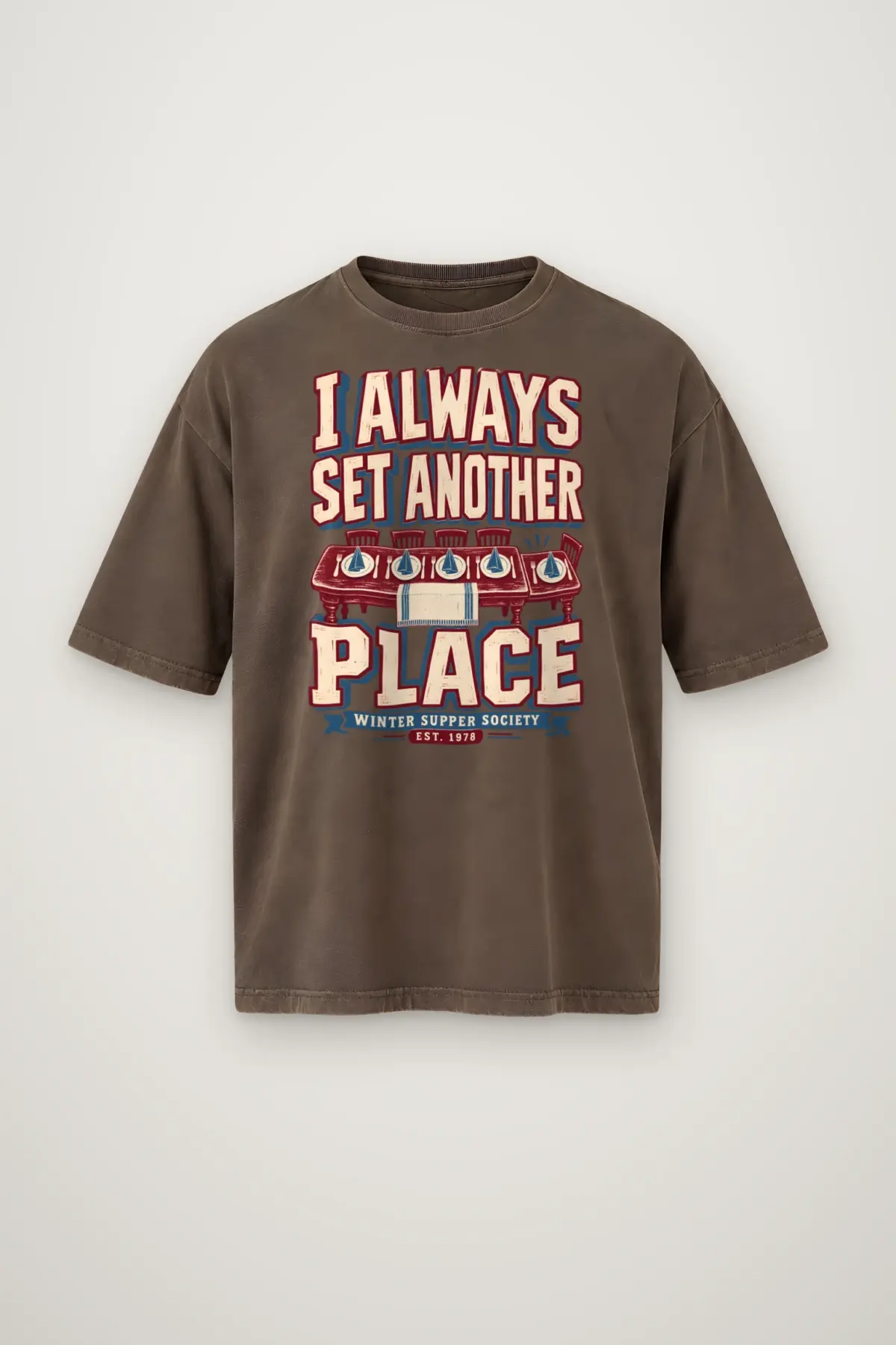"I Always Set Another Place" Men's Oversized Heavyweight Crewneck T-Shirt