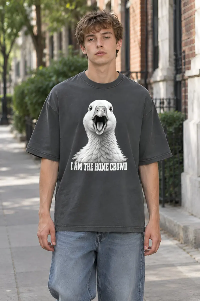 “I Am the Home Crowd” Men’s Oversized Heavyweight Crewneck T-Shirt
