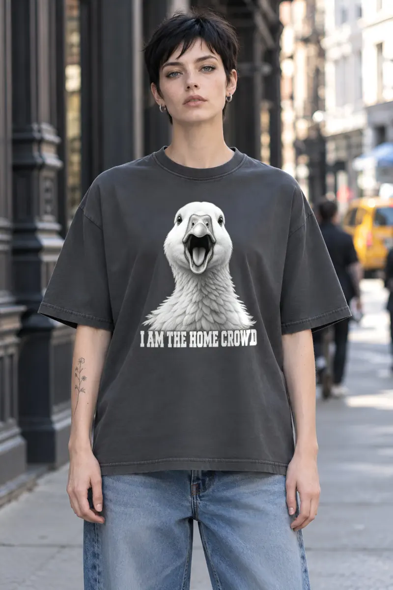 "I Am the Home Crowd" Unisex Oversized Heavyweight Crewneck T-Shirt