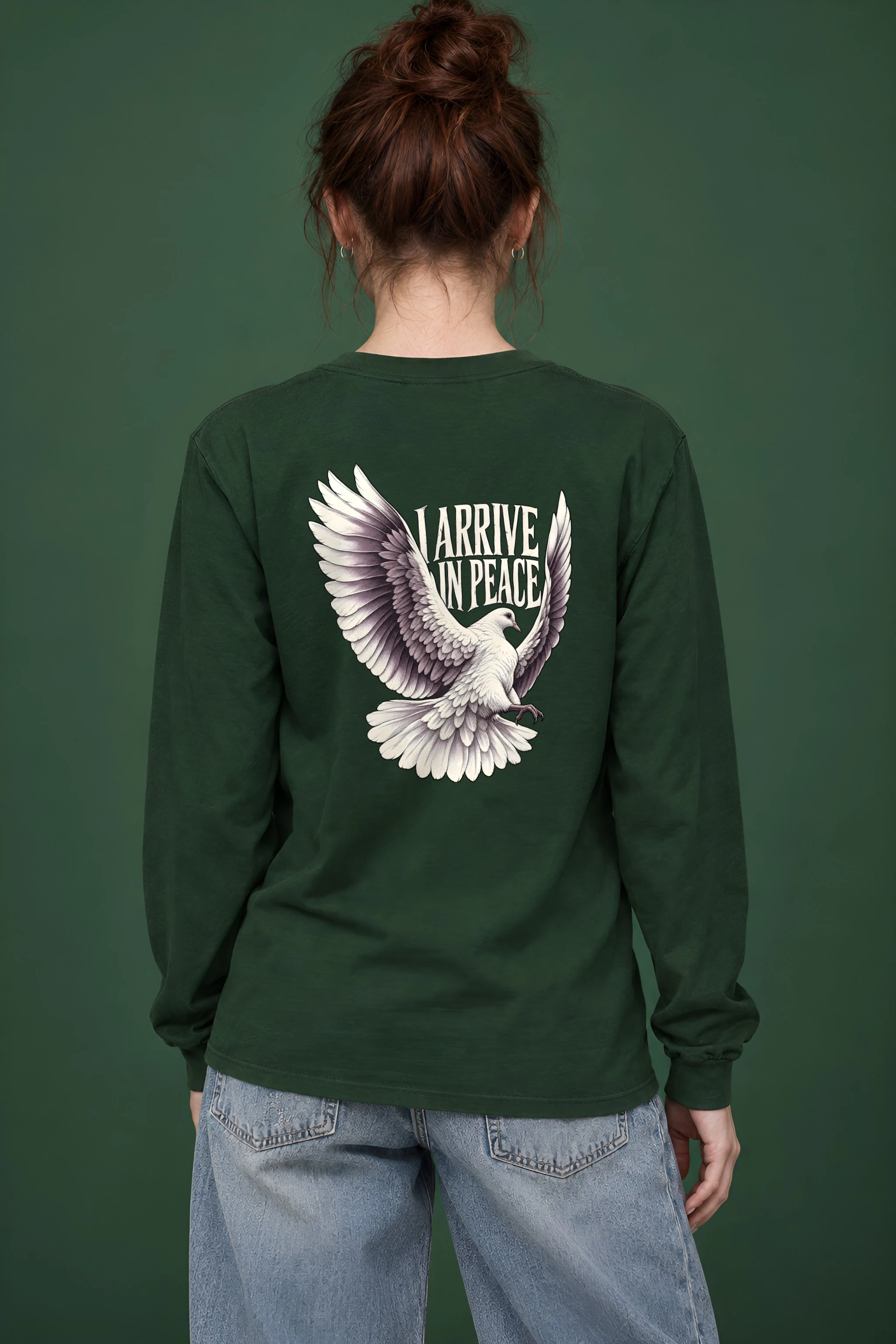 "I Arrive in Peace Dove" Unisex Longsleeve T-shirt