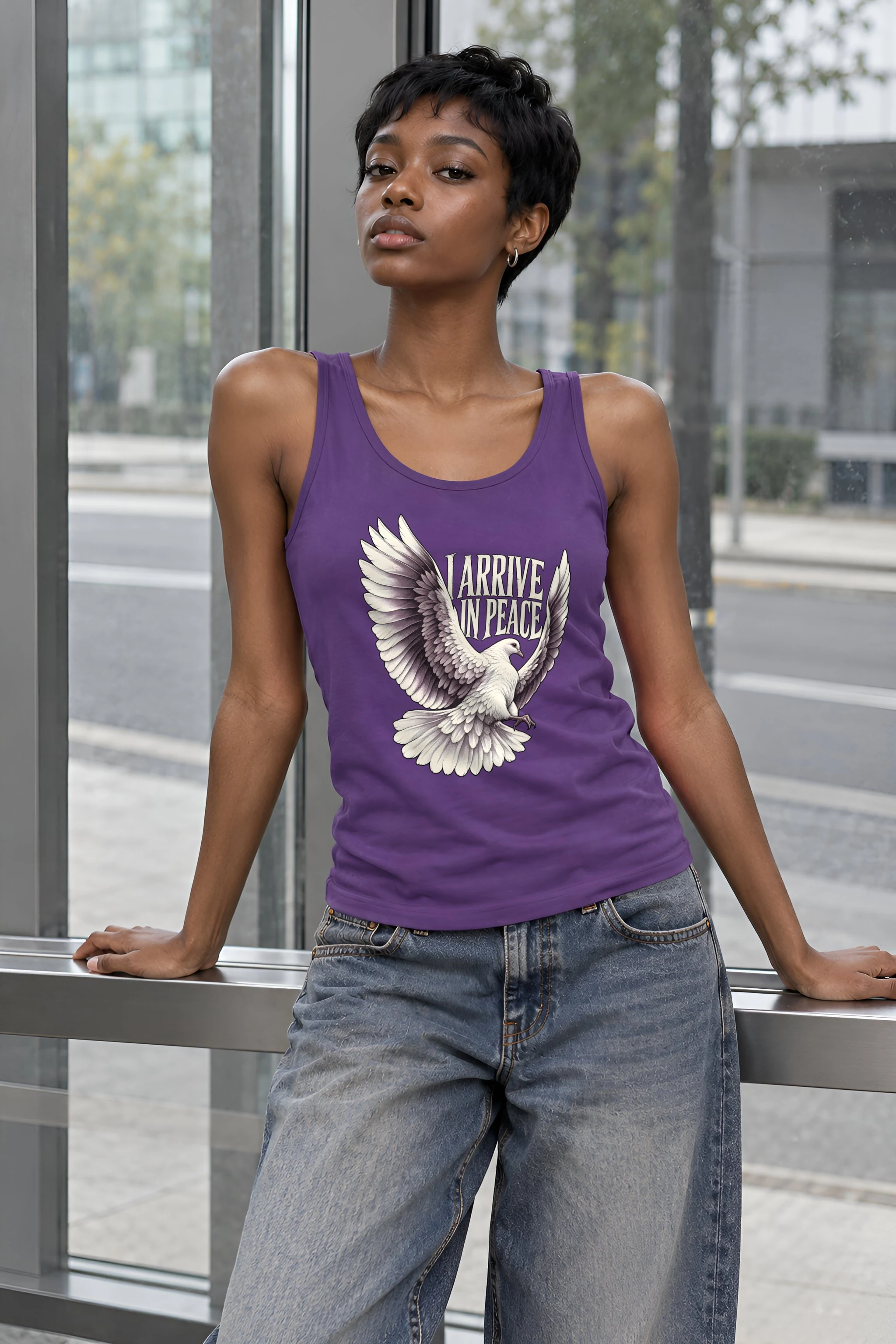 "I Arrive in Peace" Unisex Jersey Tank