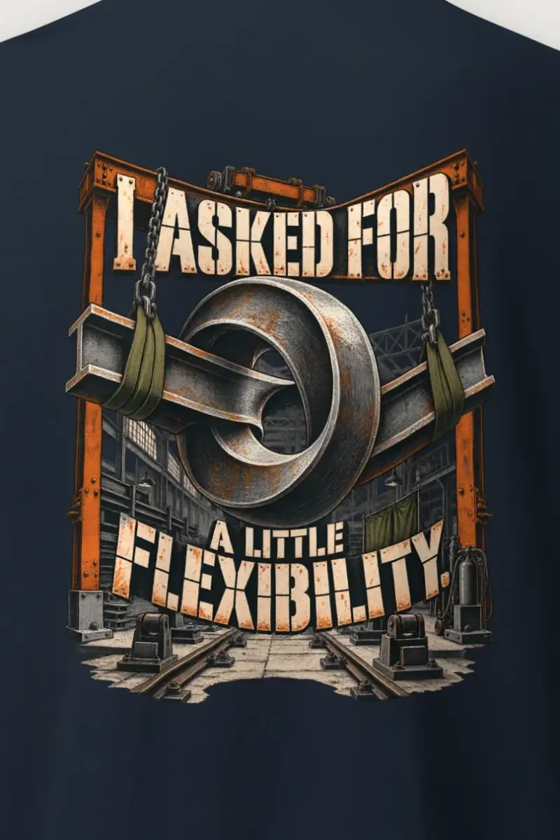"I Asked for a Little Flexibility" Heavyweight Unisex Crewneck T-shirt - the graphic up close