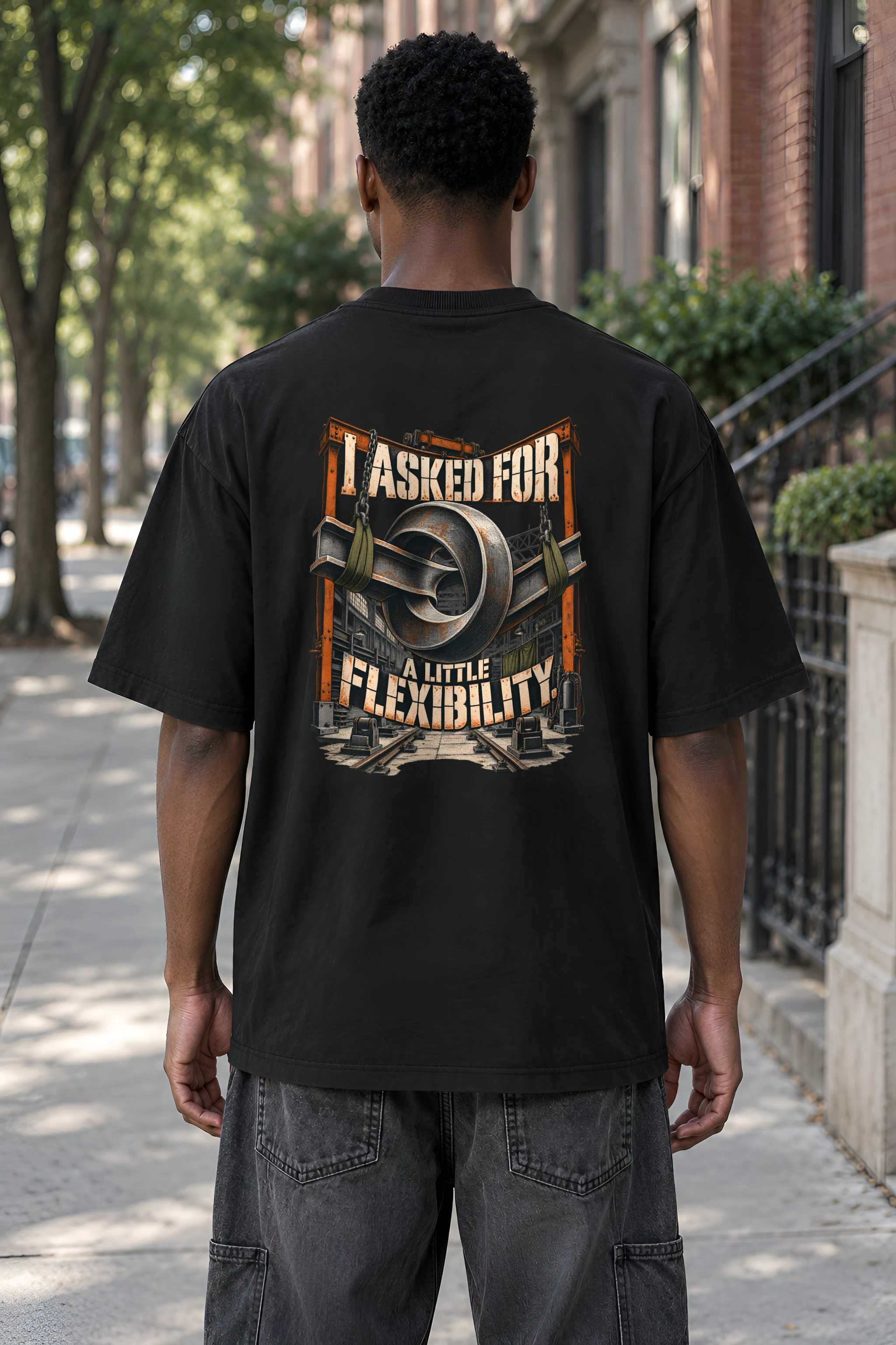 "I Asked for a Little Flexibility" Men's Oversized Heavyweight Crewneck T-Shirt