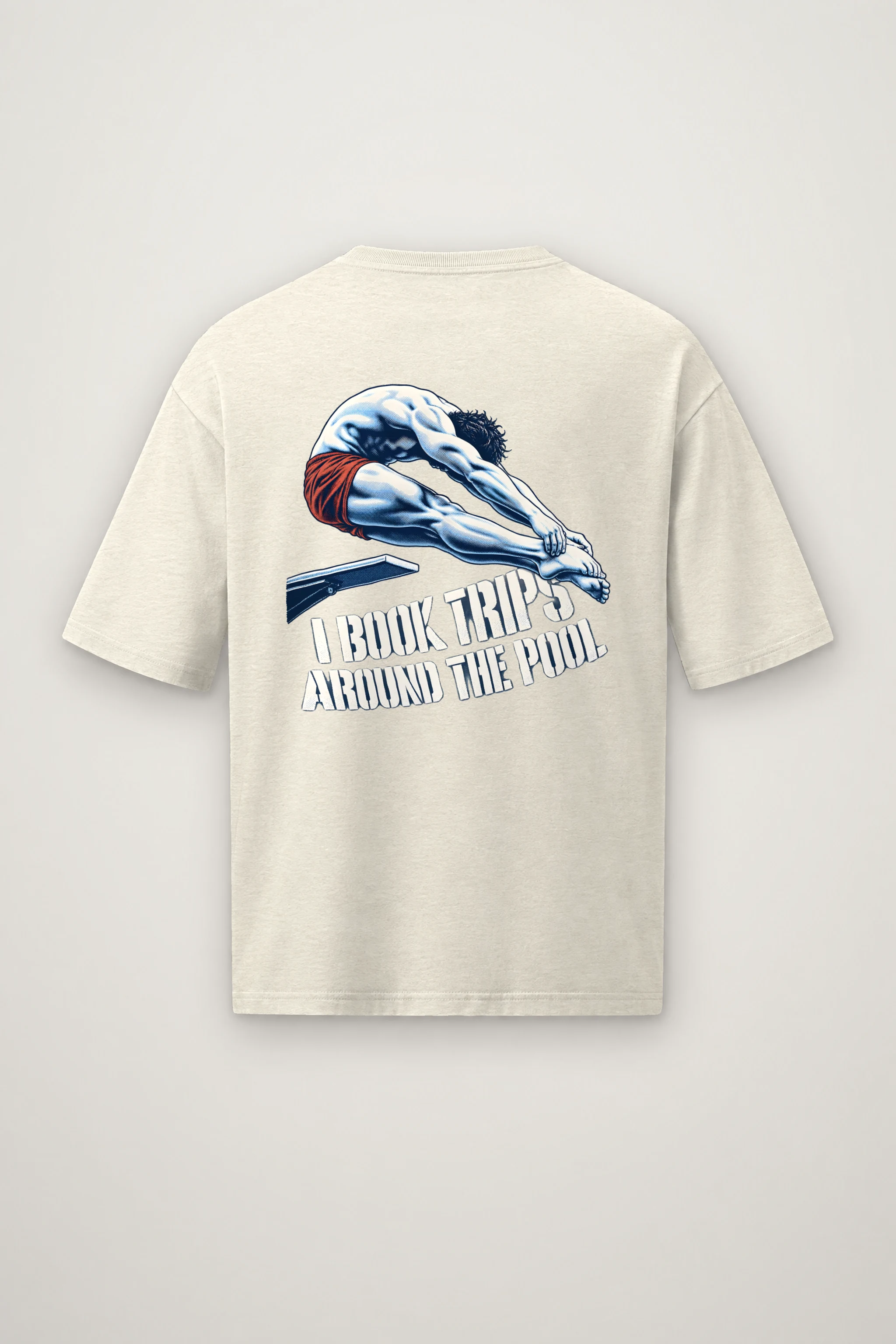 "I Book Trips Around the Pool" Men's Oversized Heavyweight Crewneck T-Shirt