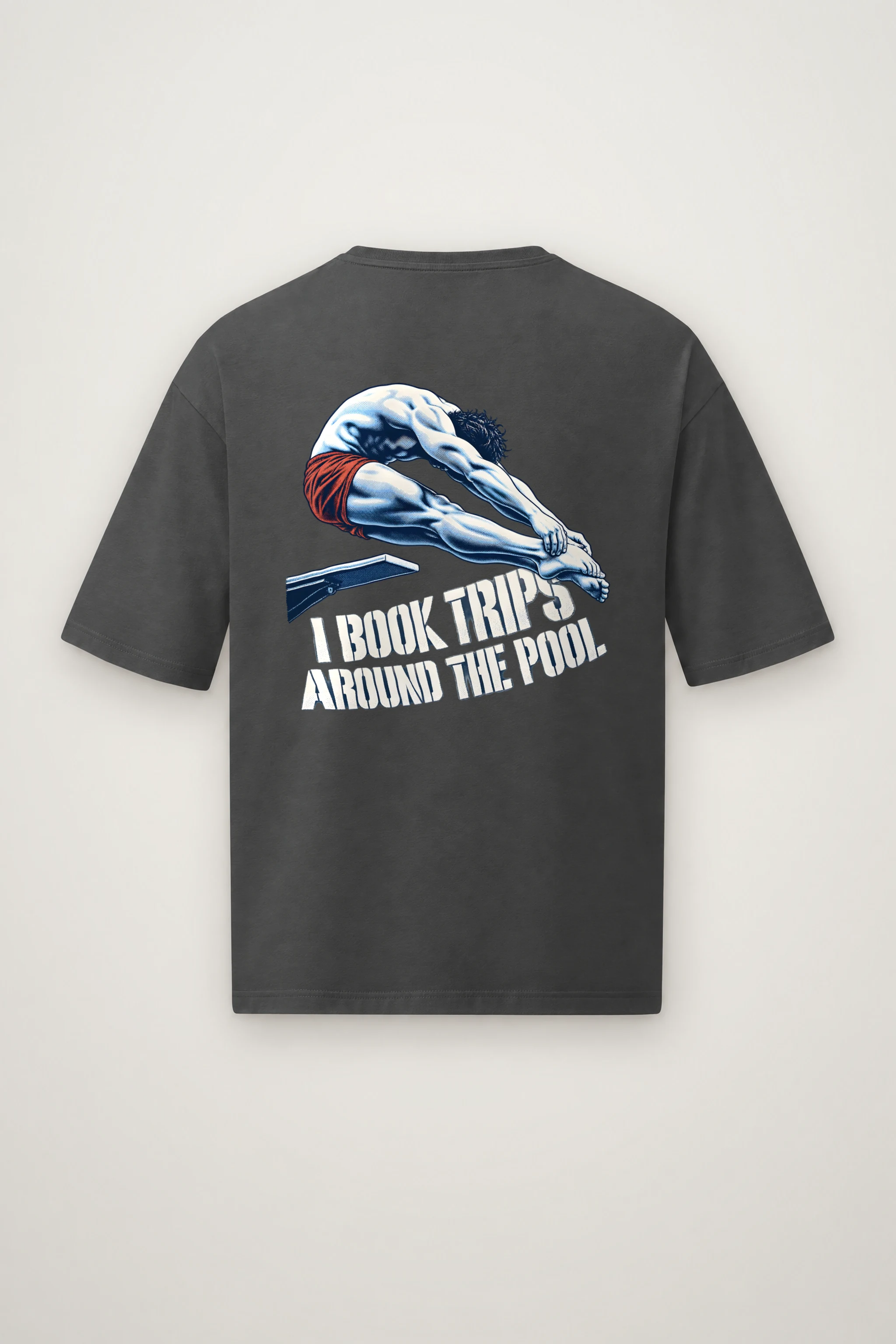 "I Book Trips Around the Pool" Men's Oversized Heavyweight Crewneck T-Shirt