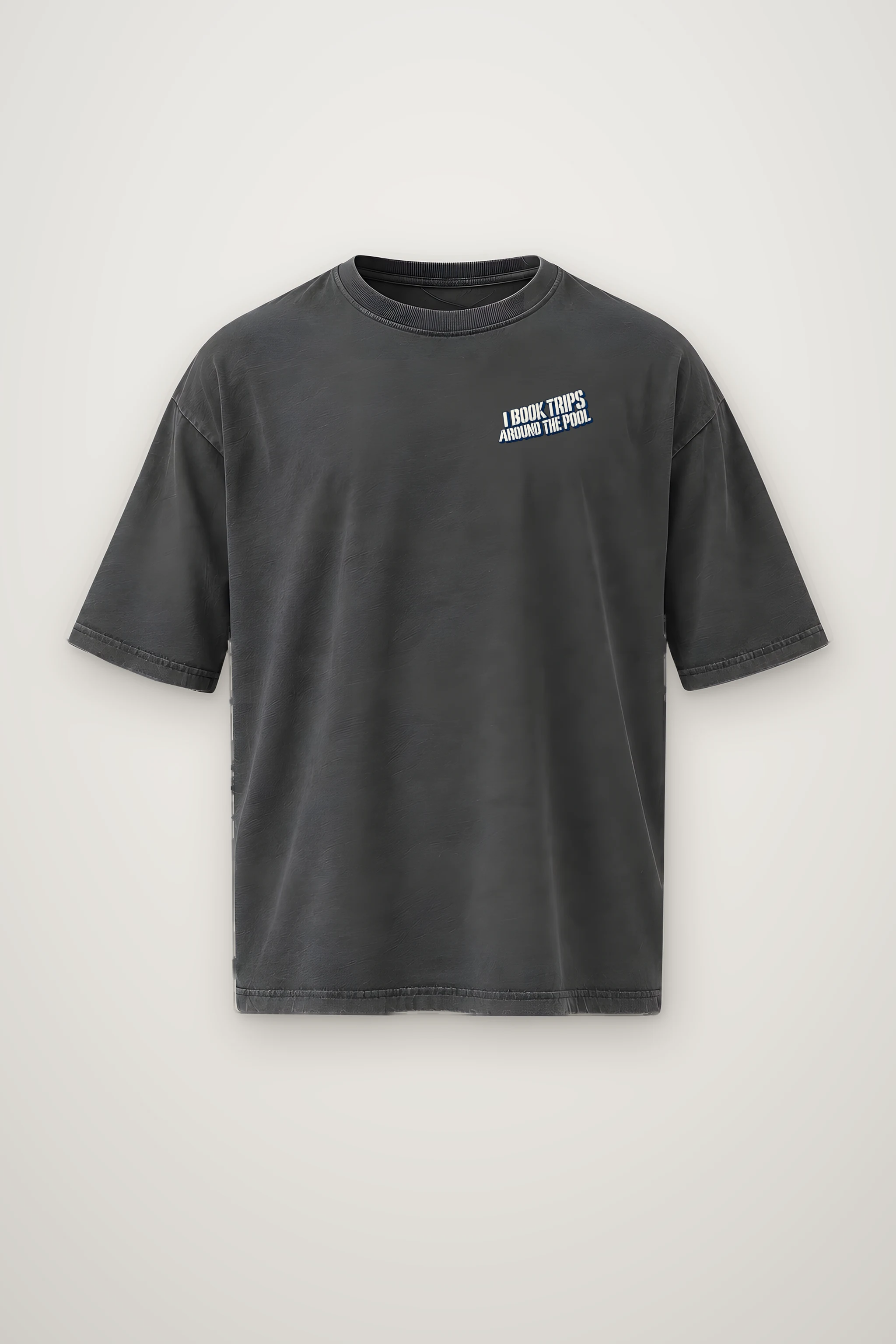 "I Book Trips Around the Pool" Men's Oversized Heavyweight Crewneck T-Shirt