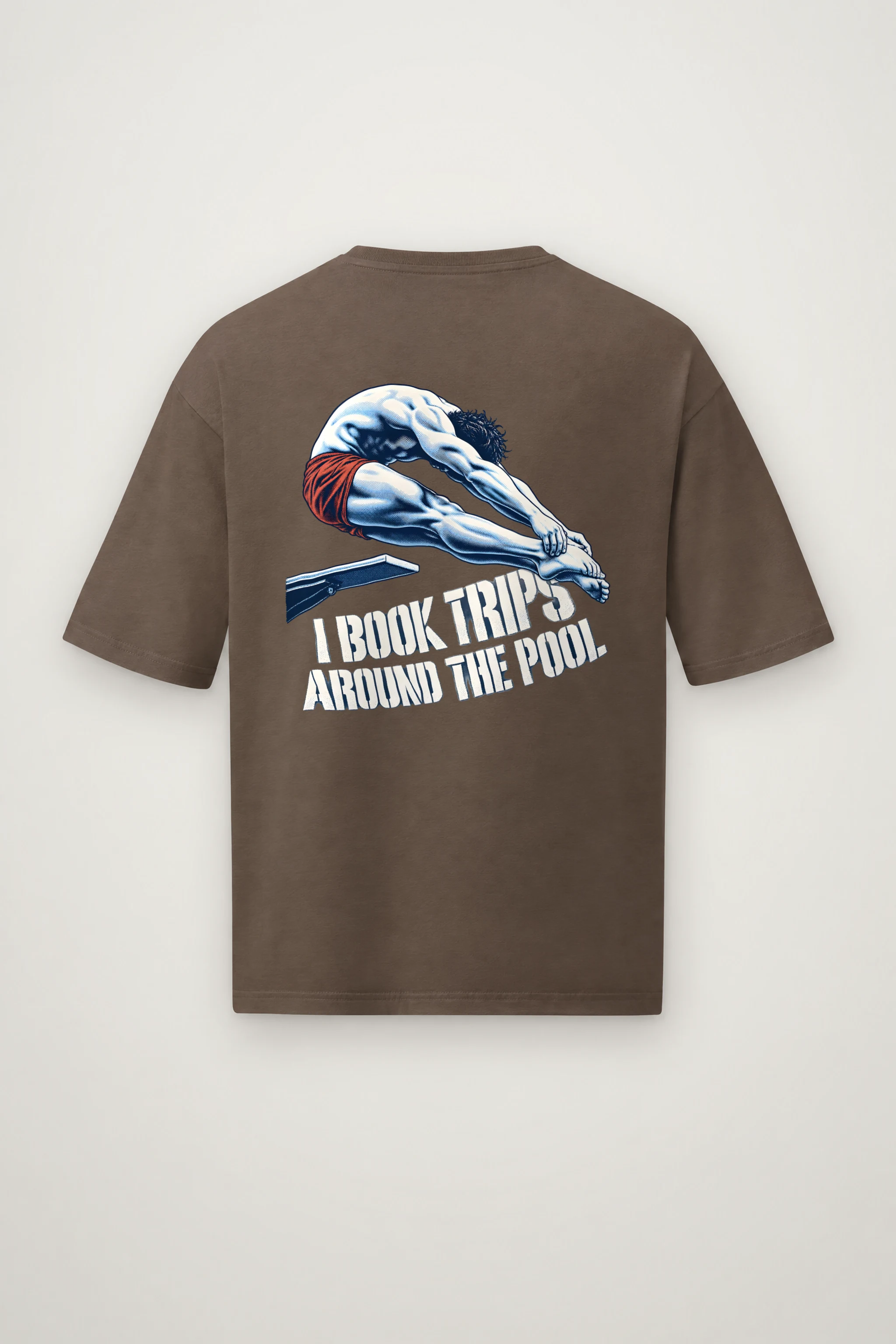 "I Book Trips Around the Pool" Men's Oversized Heavyweight Crewneck T-Shirt