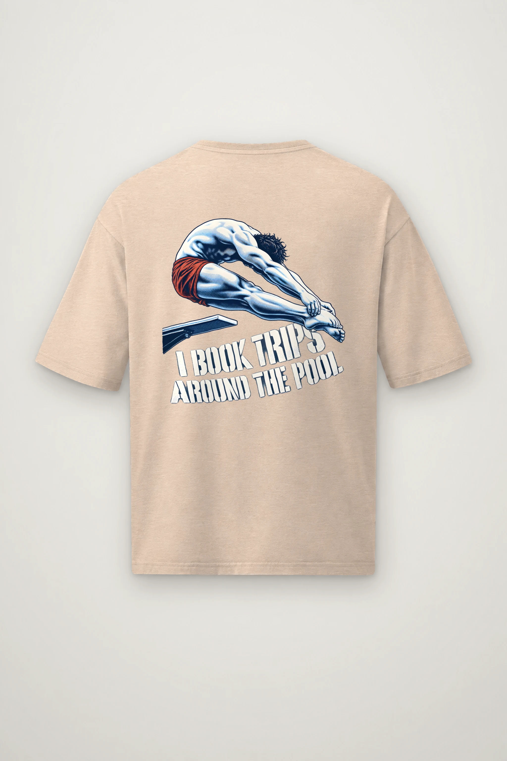 "I Book Trips Around the Pool" Men's Oversized Heavyweight Crewneck T-Shirt
