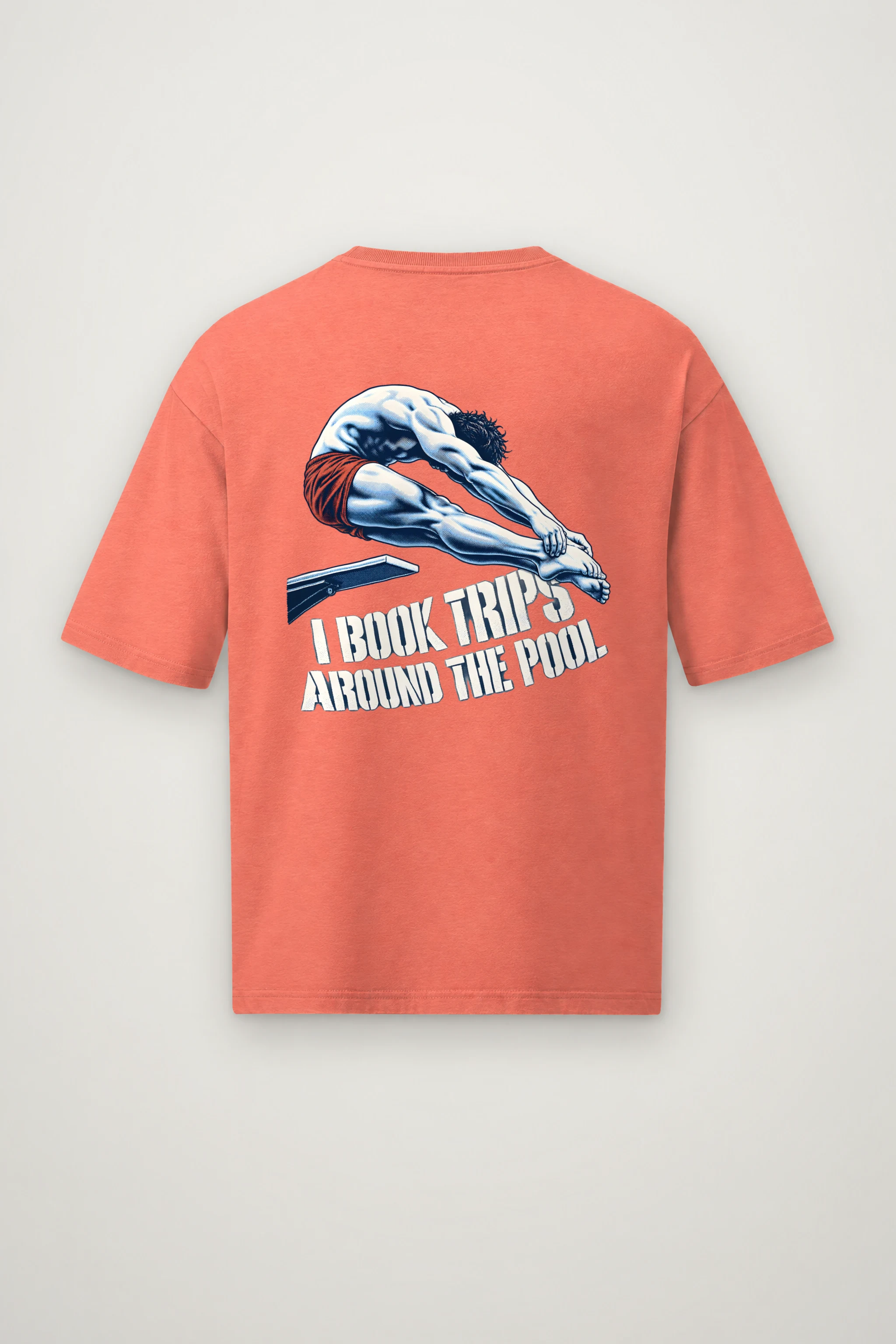 "I Book Trips Around the Pool" Men's Oversized Heavyweight Crewneck T-Shirt