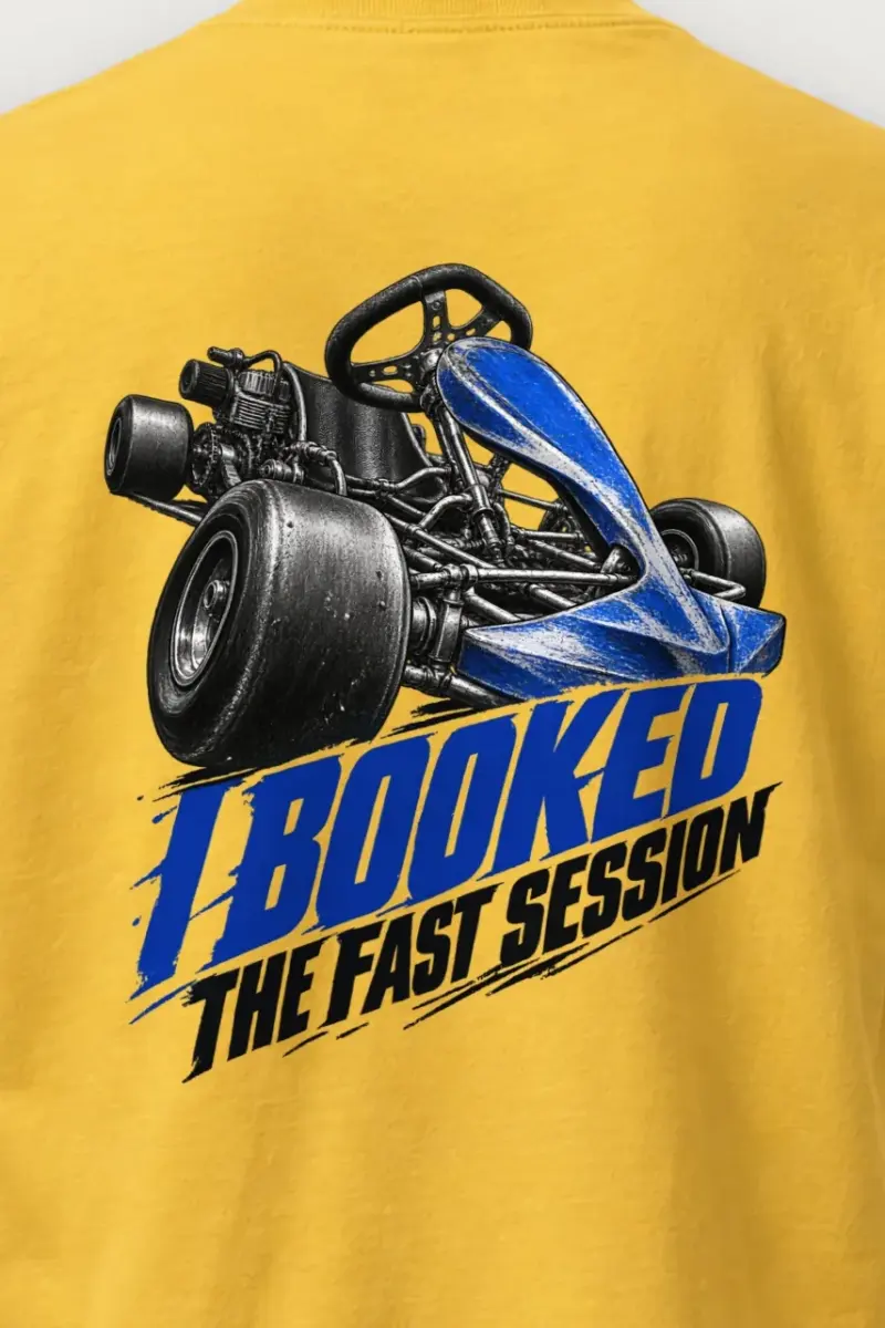 "I Booked The Fast Session" Heavyweight Unisex Crewneck T-shirt - the graphic up close