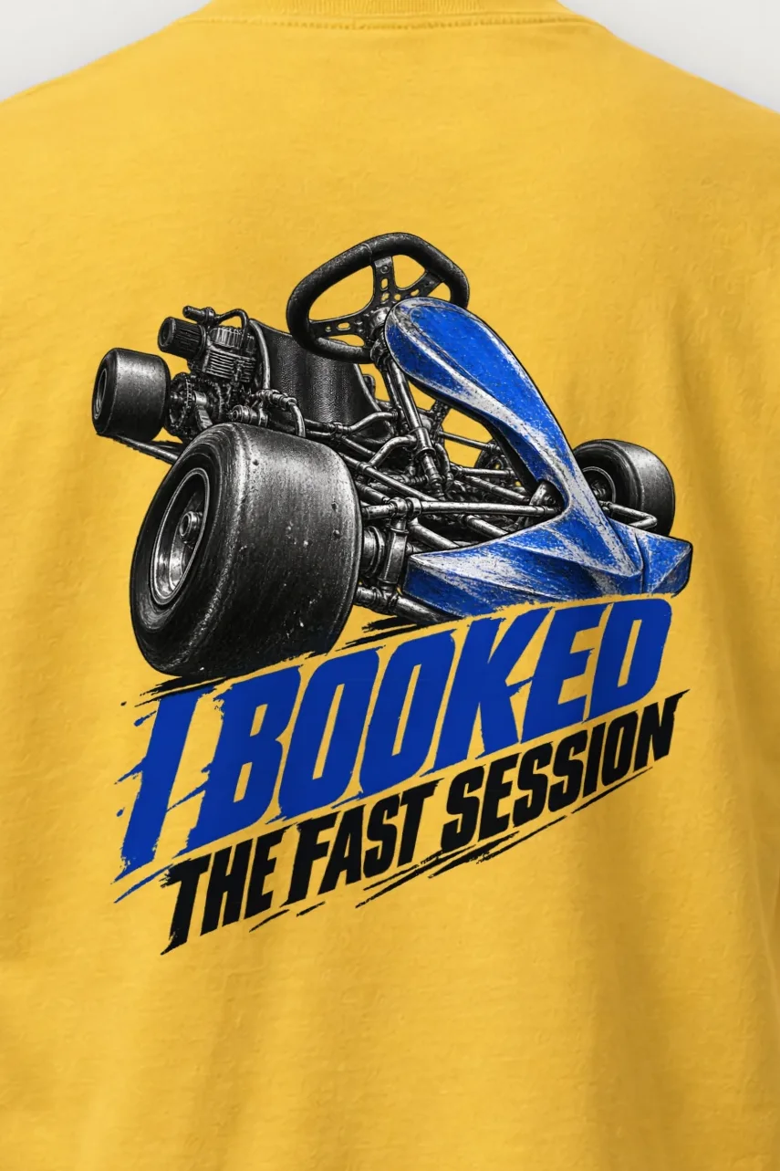 "I Booked The Fast Session" Heavyweight Unisex Crewneck T-shirt - the graphic up close