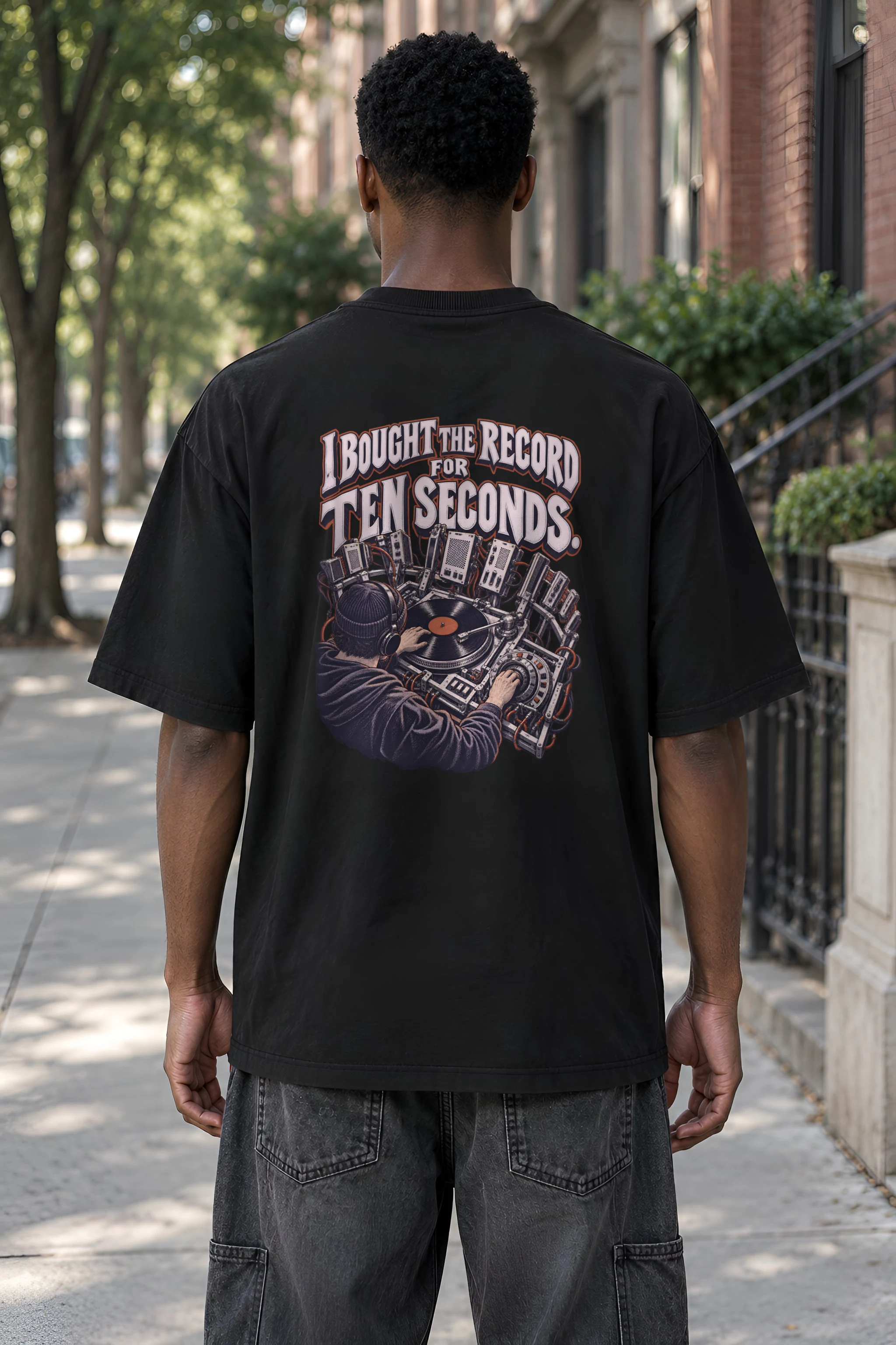 "I Bought the Record for Ten Seconds" Men's Oversized Heavyweight Crewneck T-Shirt