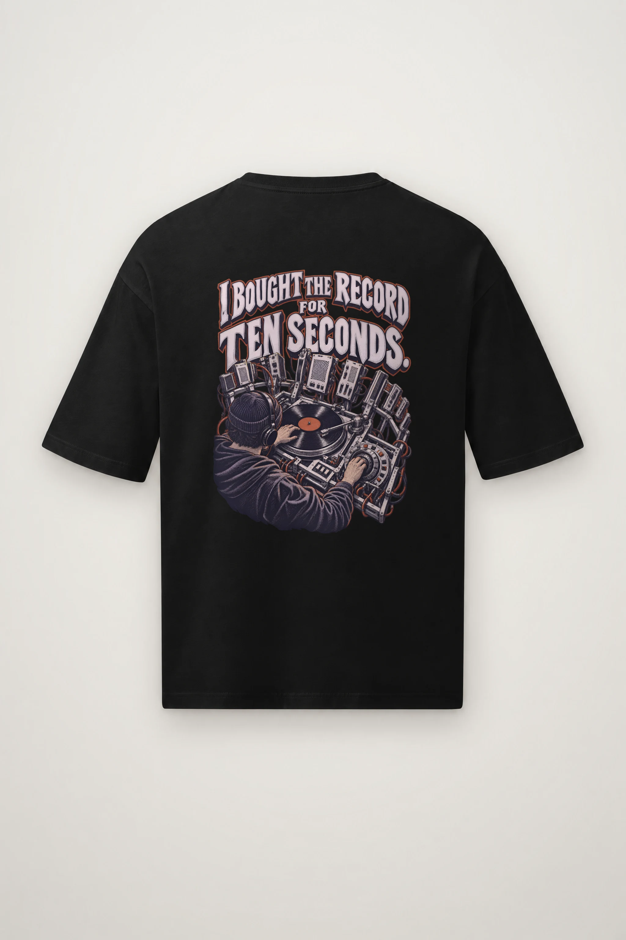 "I Bought the Record for Ten Seconds" Men's Oversized Heavyweight Crewneck T-Shirt