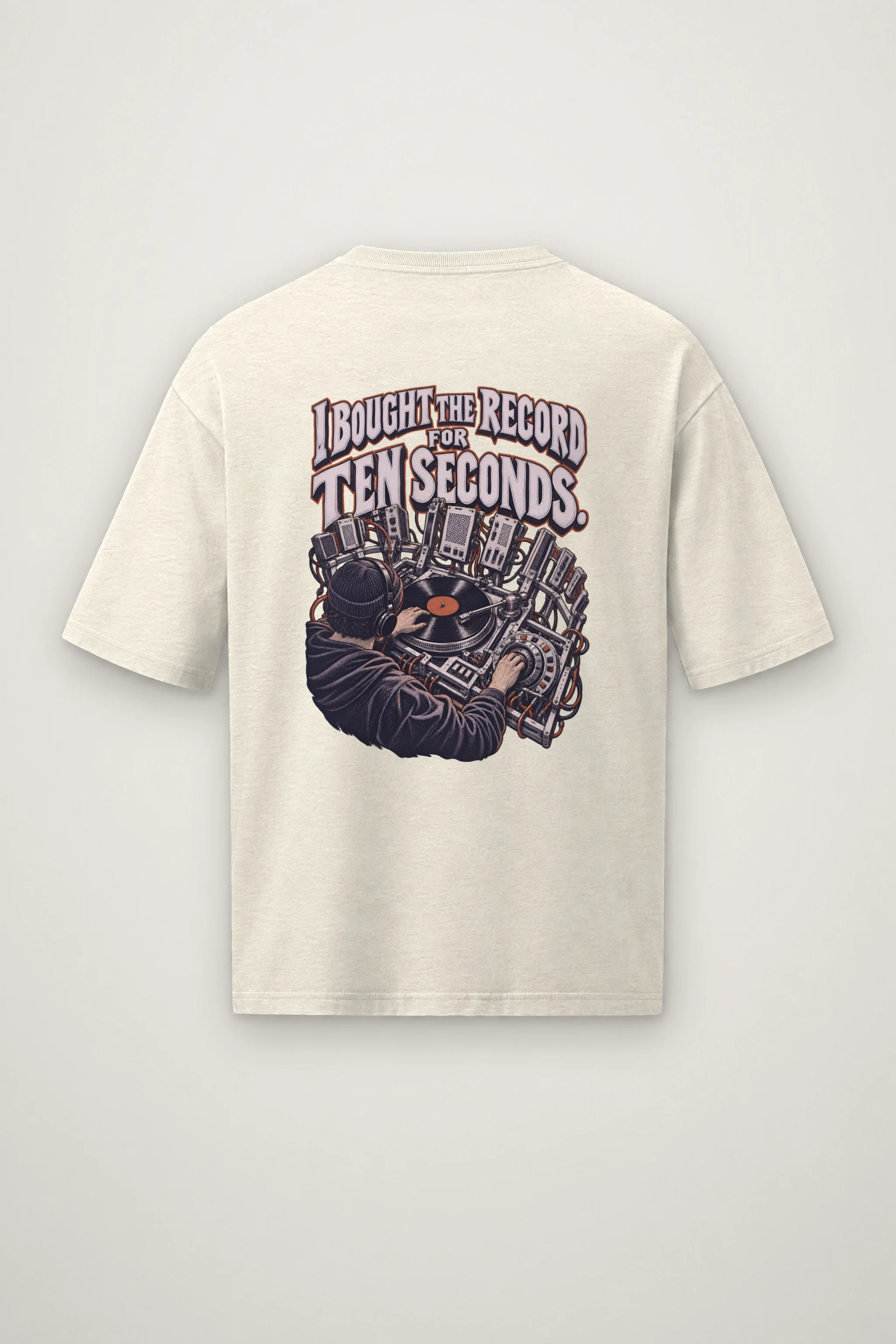 "I Bought the Record for Ten Seconds" Men's Oversized Heavyweight Crewneck T-Shirt