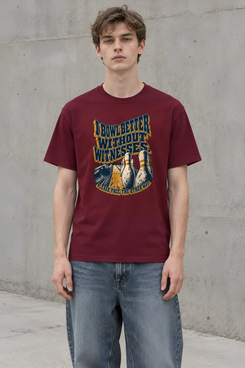 "I Bowl Better Without Witnesses" Heavyweight Unisex Crewneck T-shirt