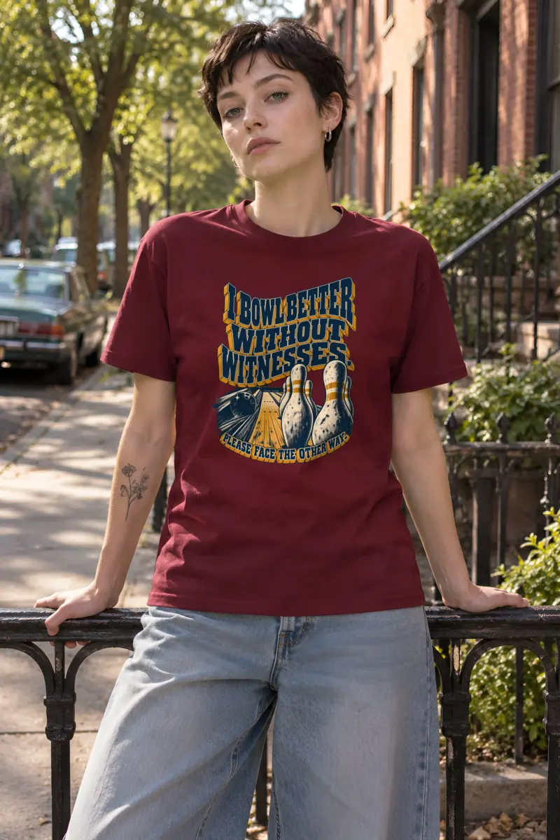 "I Bowl Better Without Witnesses" Heavyweight Unisex Crewneck T-shirt