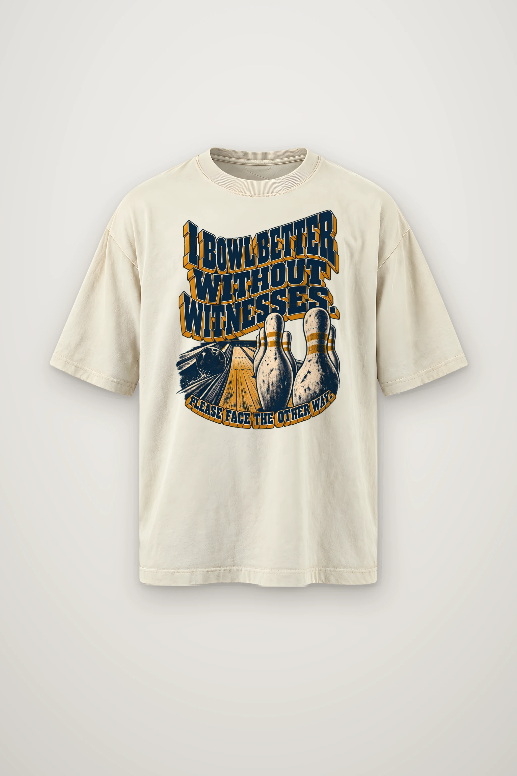 "I Bowl Better Without Witnesses" Men's Oversized Heavyweight Crewneck T-Shirt