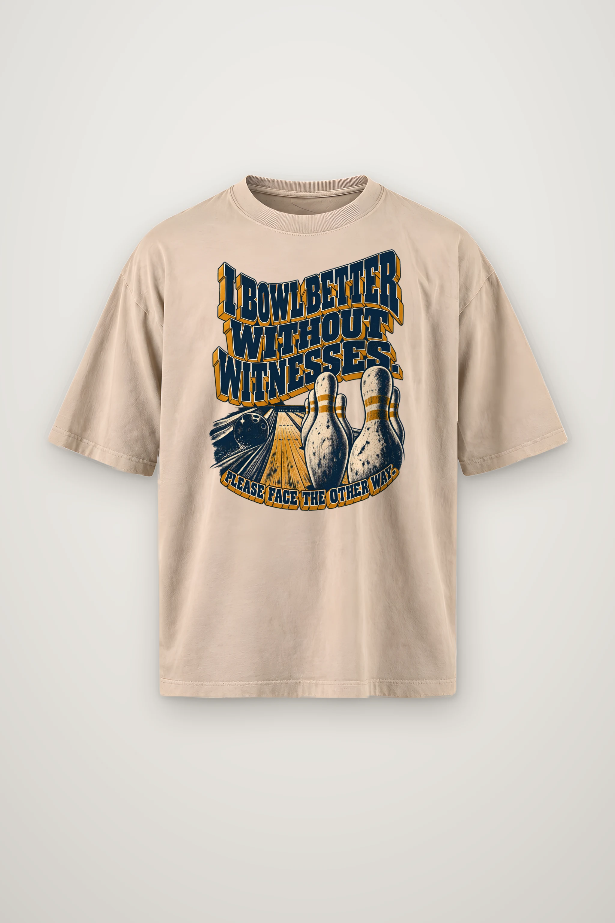 "I Bowl Better Without Witnesses" Men's Oversized Heavyweight Crewneck T-Shirt