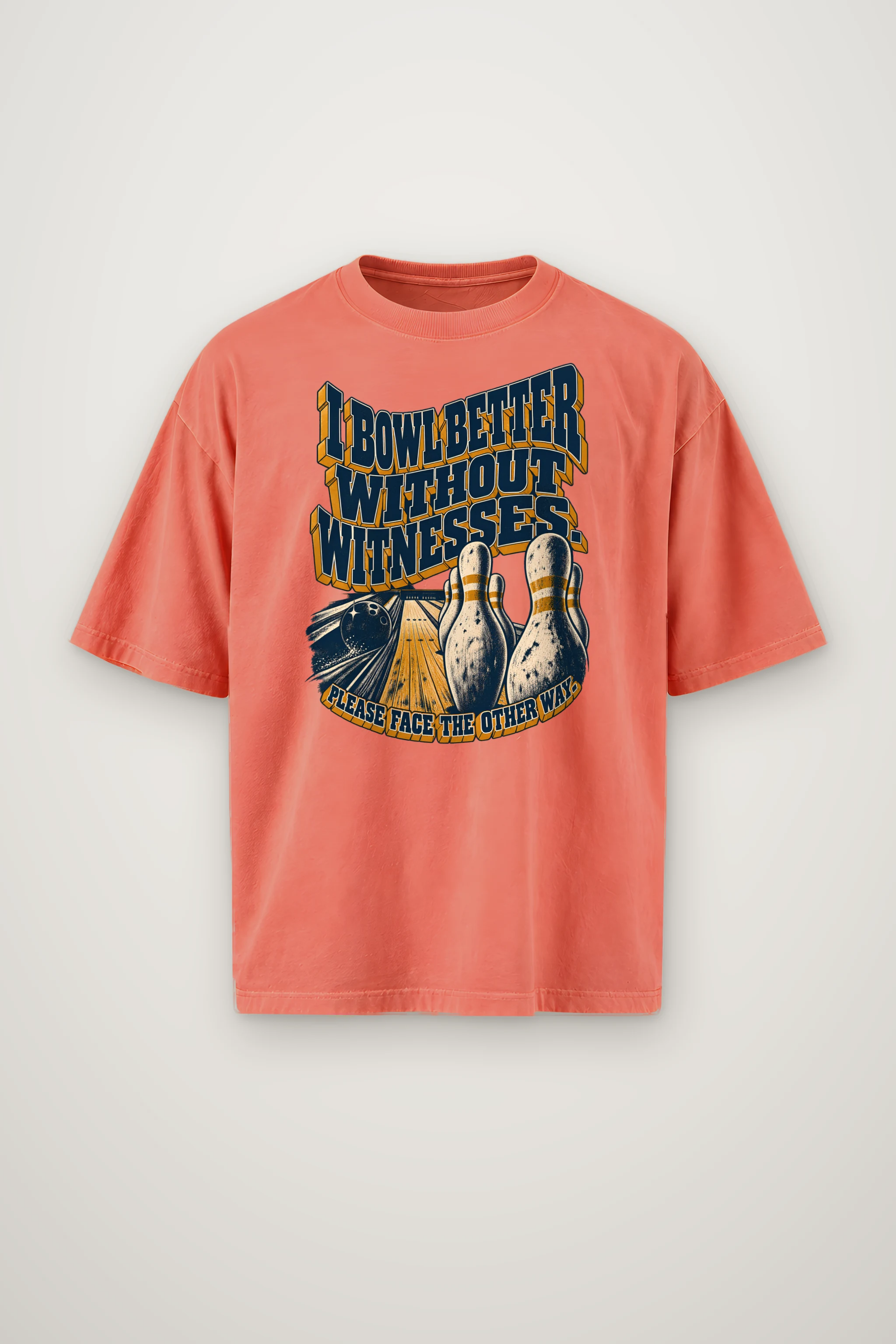 "I Bowl Better Without Witnesses" Men's Oversized Heavyweight Crewneck T-Shirt