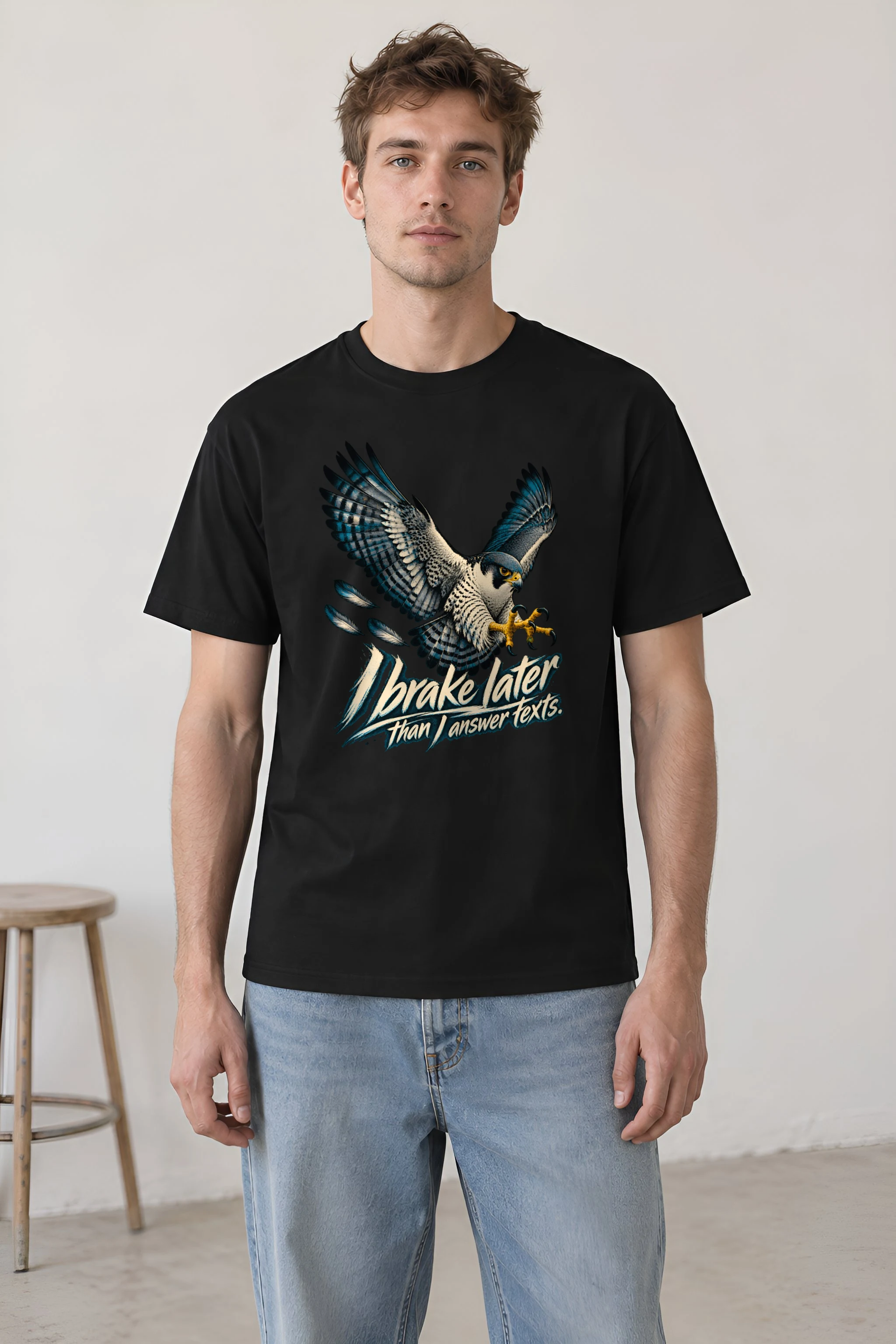 "I Brake Later Than I Answer Texts" Heavyweight Unisex Crewneck T-shirt