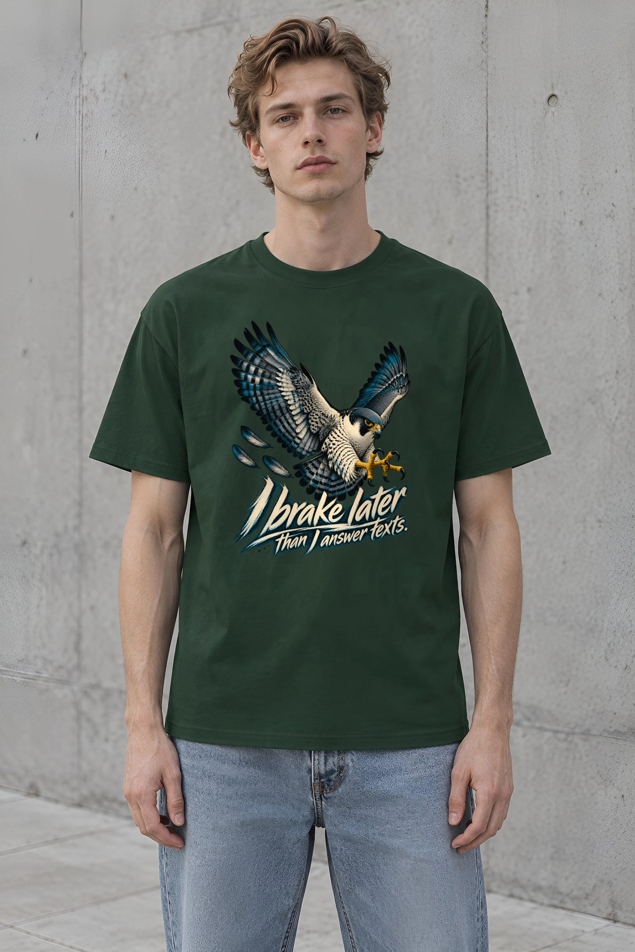 "I Brake Later Than I Answer Texts" Heavyweight Unisex Crewneck T-shirt