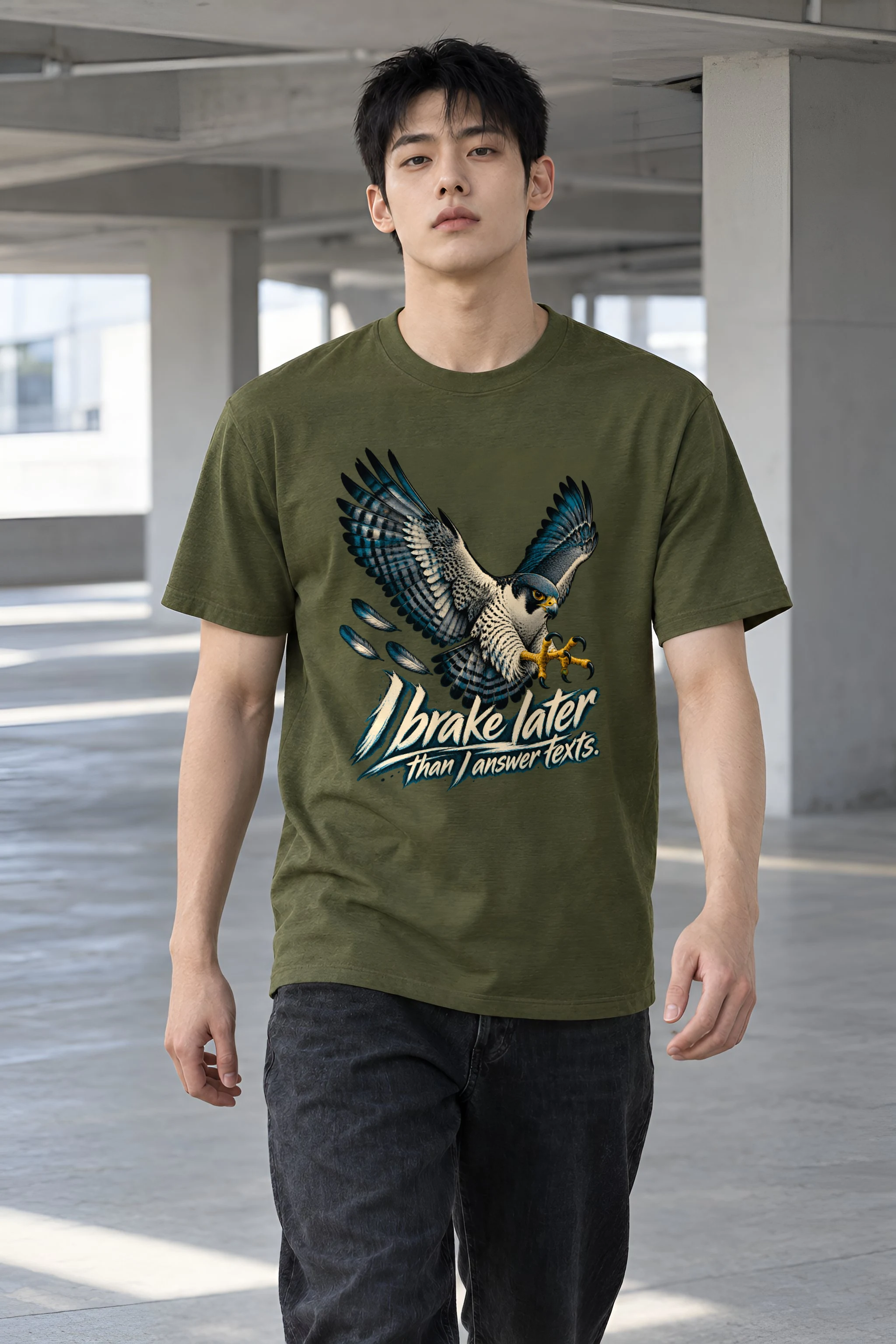 "I Brake Later Than I Answer Texts" Heavyweight Unisex Crewneck T-shirt