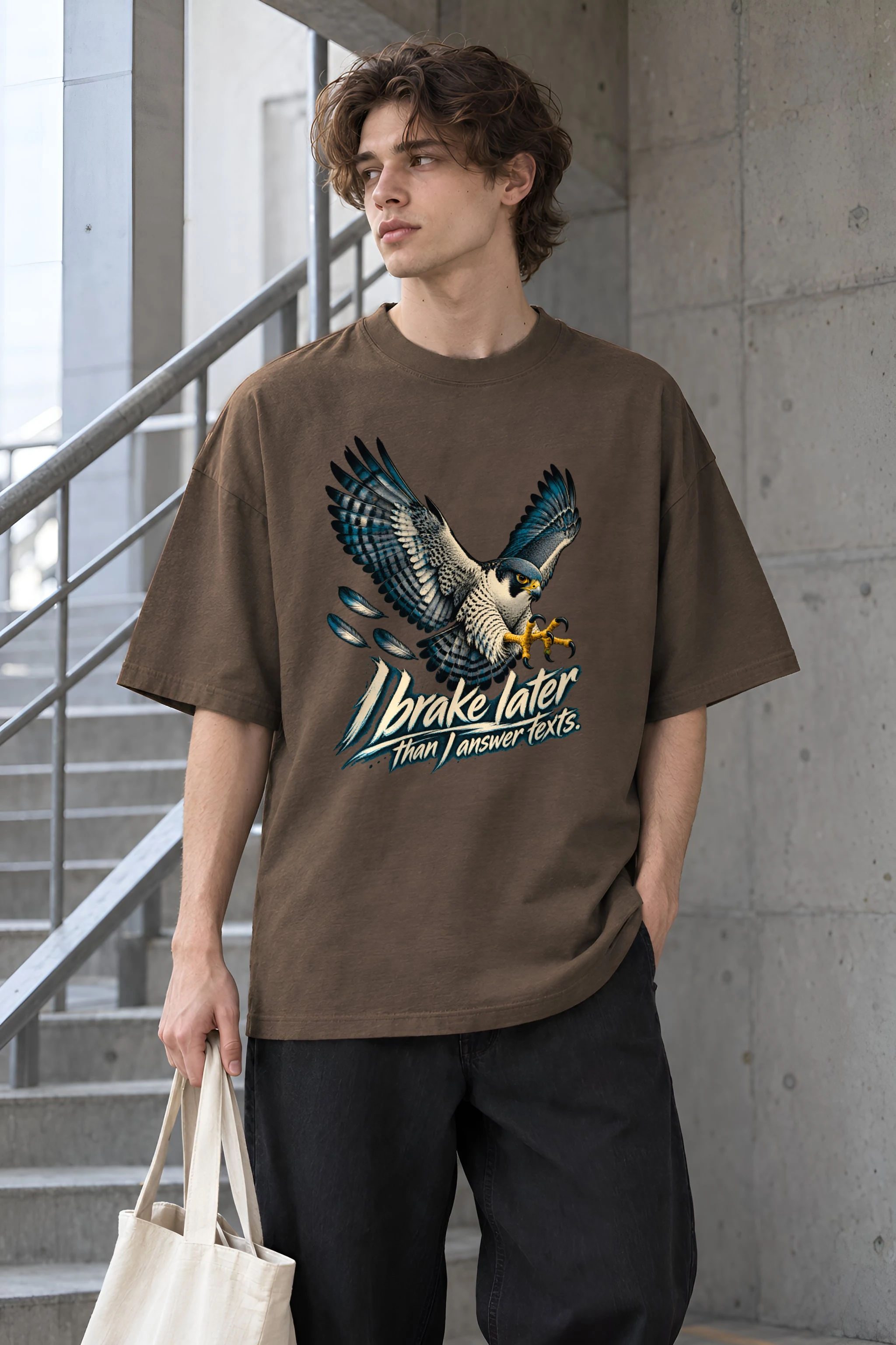"I Brake Later" Unisex Oversized Heavyweight Crewneck T-Shirt