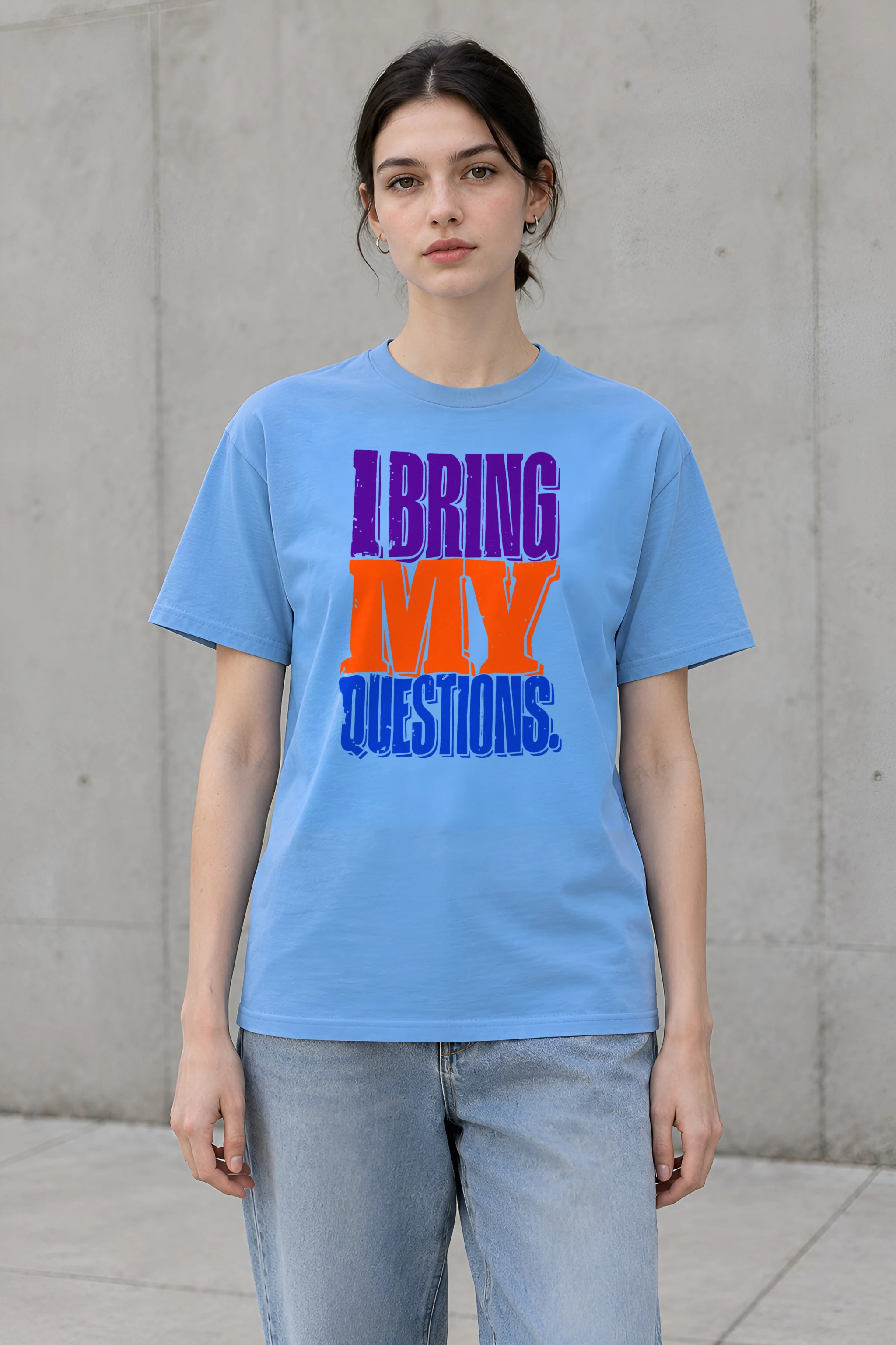 "I Bring My Questions" Heavyweight Unisex Crewneck T-shirt