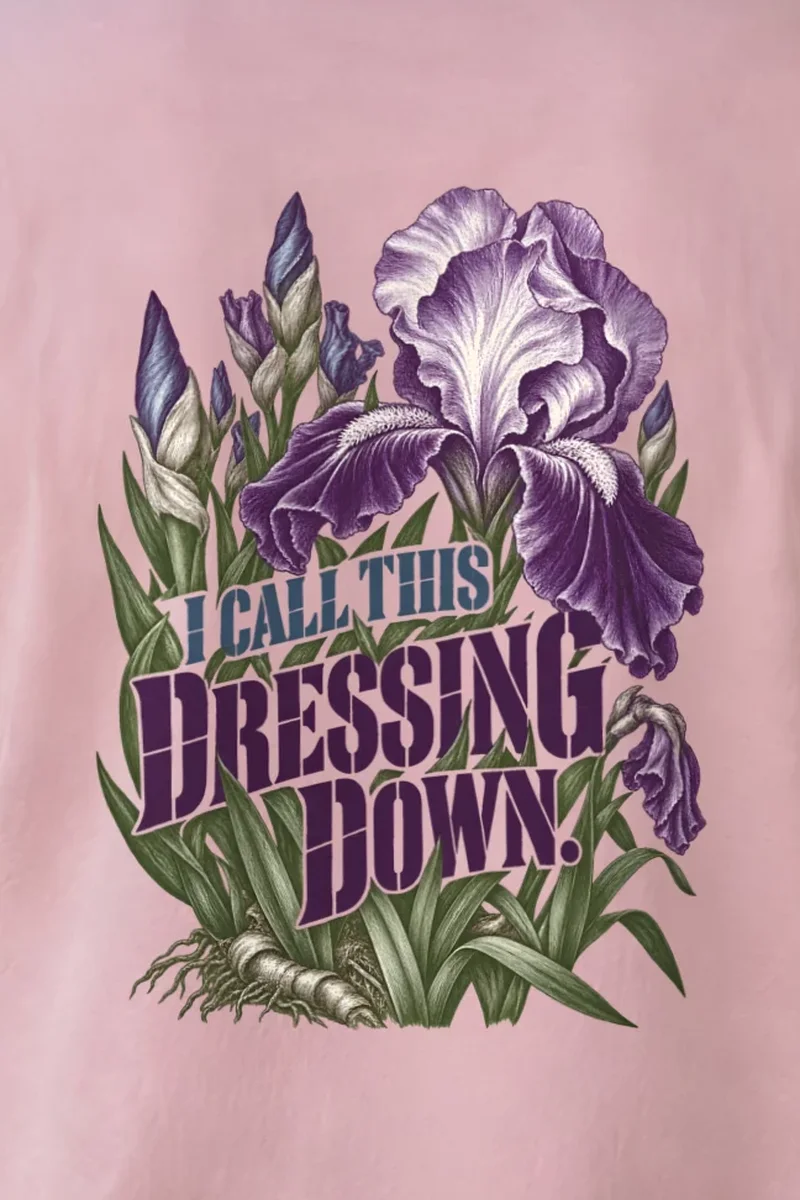 "I Call This Dressing Down" Heavyweight Unisex Crewneck T-shirt - the graphic up close