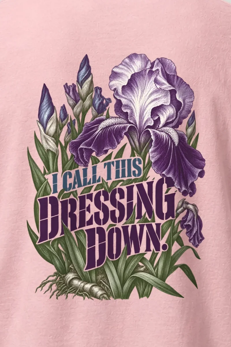 "I Call This Dressing Down" Heavyweight Unisex Crewneck T-shirt - the graphic up close