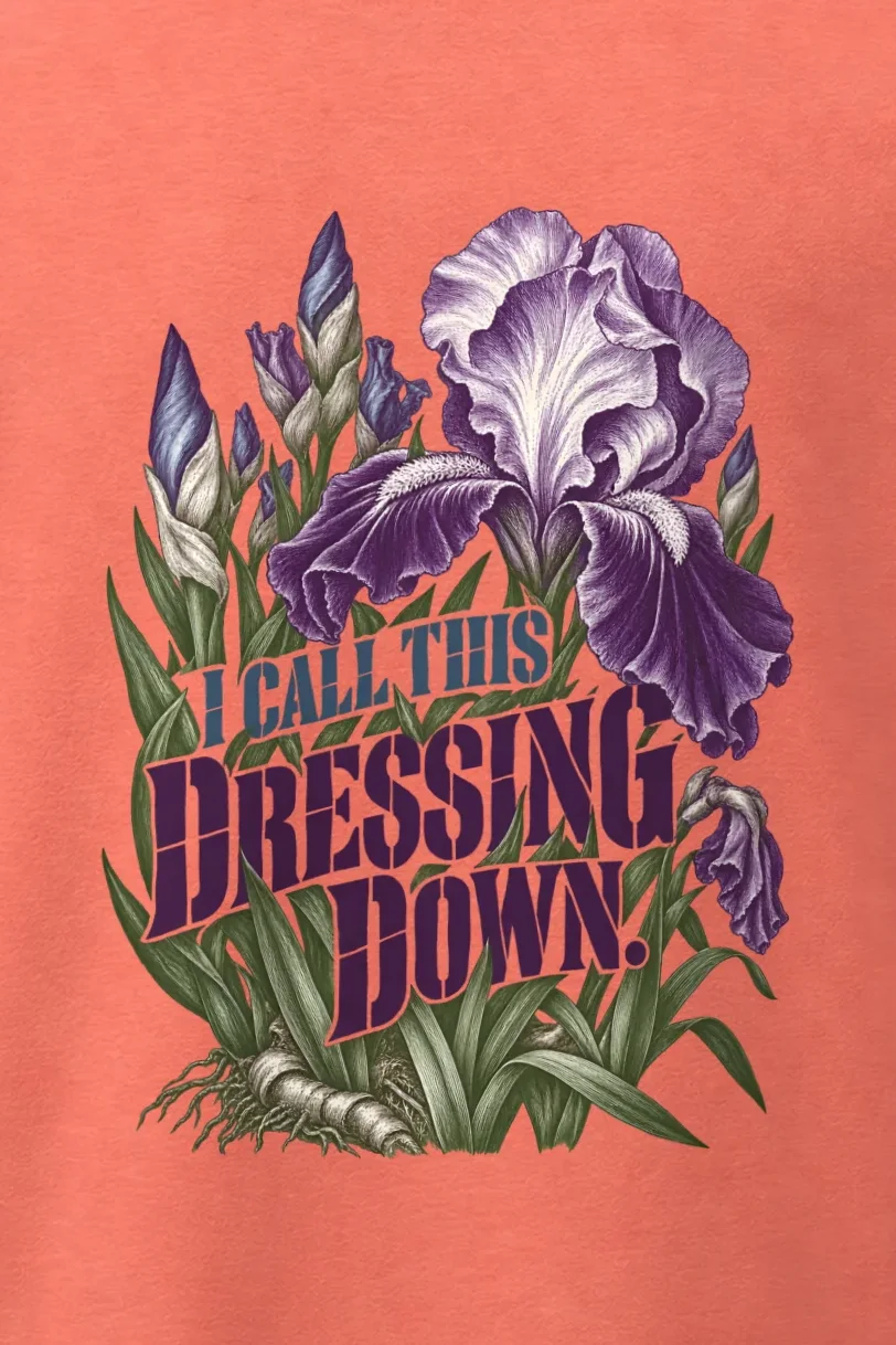 "I Call This Dressing Down" Men’s Oversized Heavyweight Crewneck T-Shirt - the graphic up close