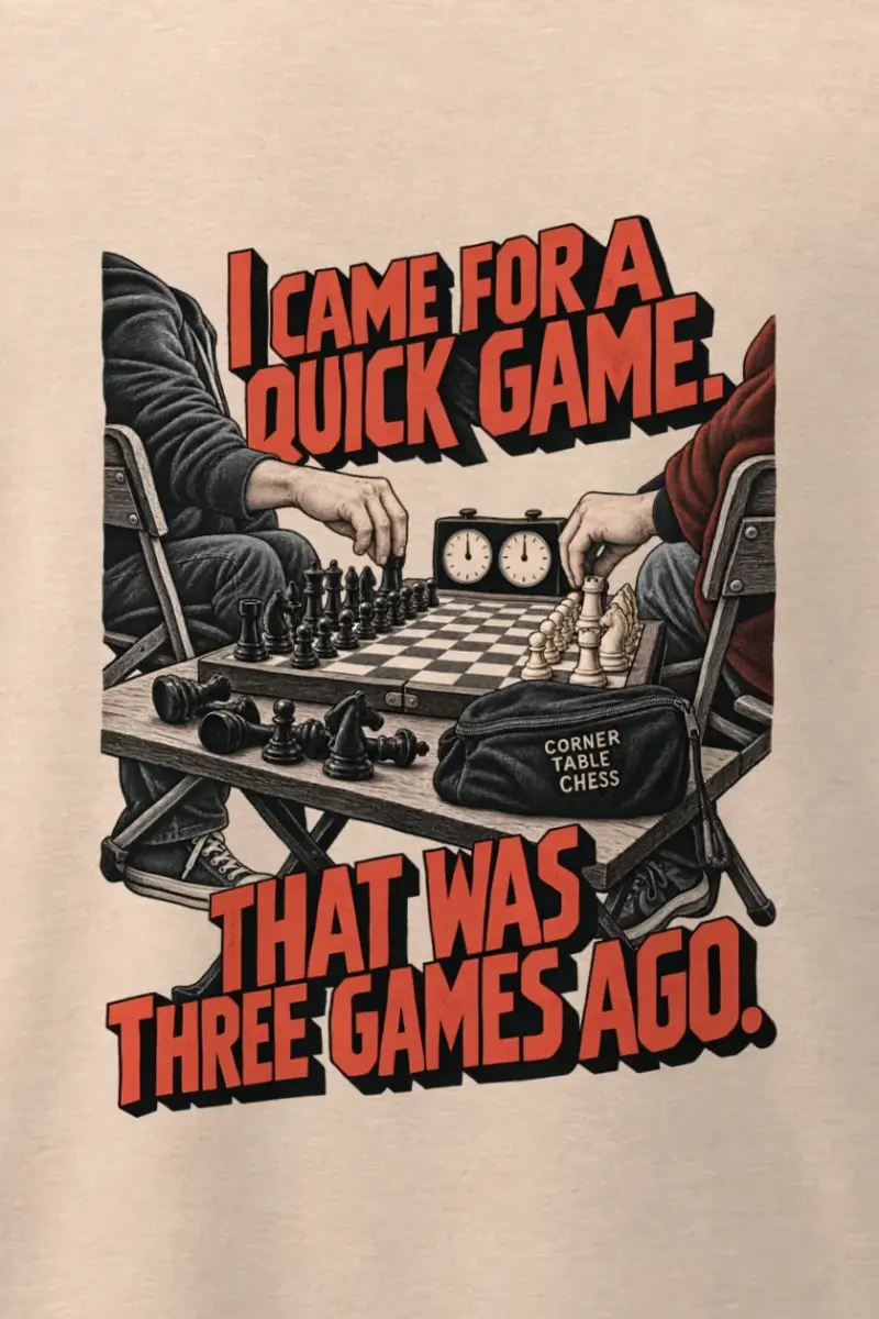 "I Came for a Quick Game" Men’s Oversized Heavyweight Crewneck T-Shirt - the graphic up close