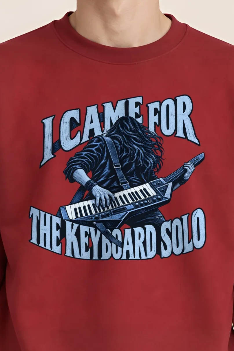 "I Came for the Keyboard Solo" Heavy Blend Unisex Crewneck Sweatshirt - the graphic up close