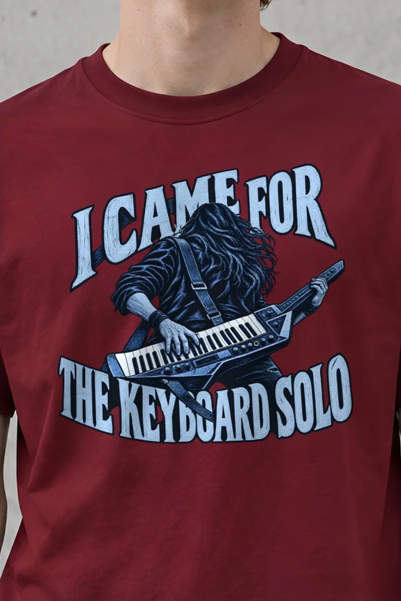 "I Came For The Keyboard Solo" Heavyweight Unisex Crewneck T-shirt - the graphic up close