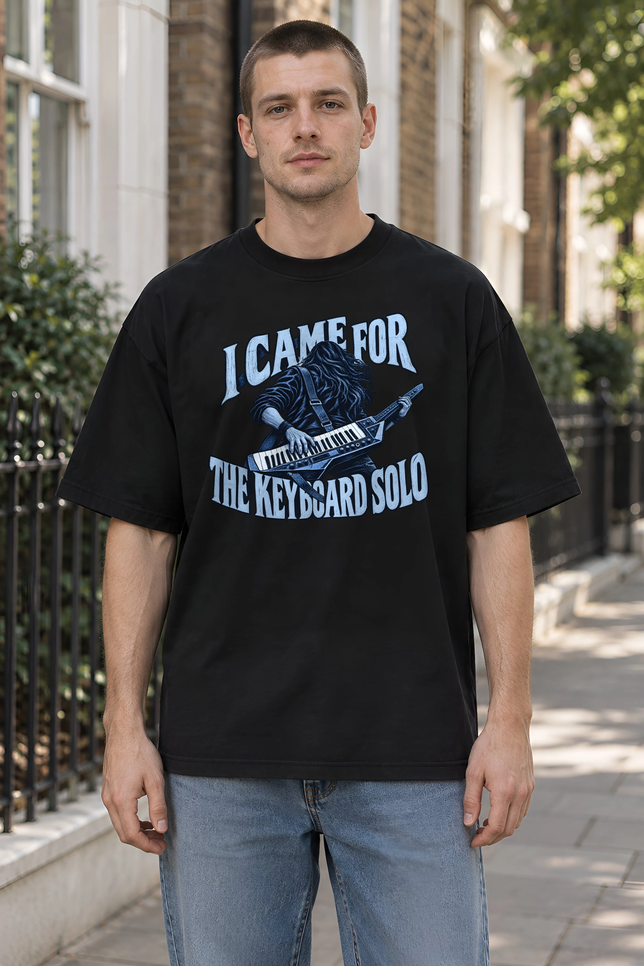 "I Came for the Keyboard Solo" Men's Oversized Heavyweight Crewneck T-Shirt