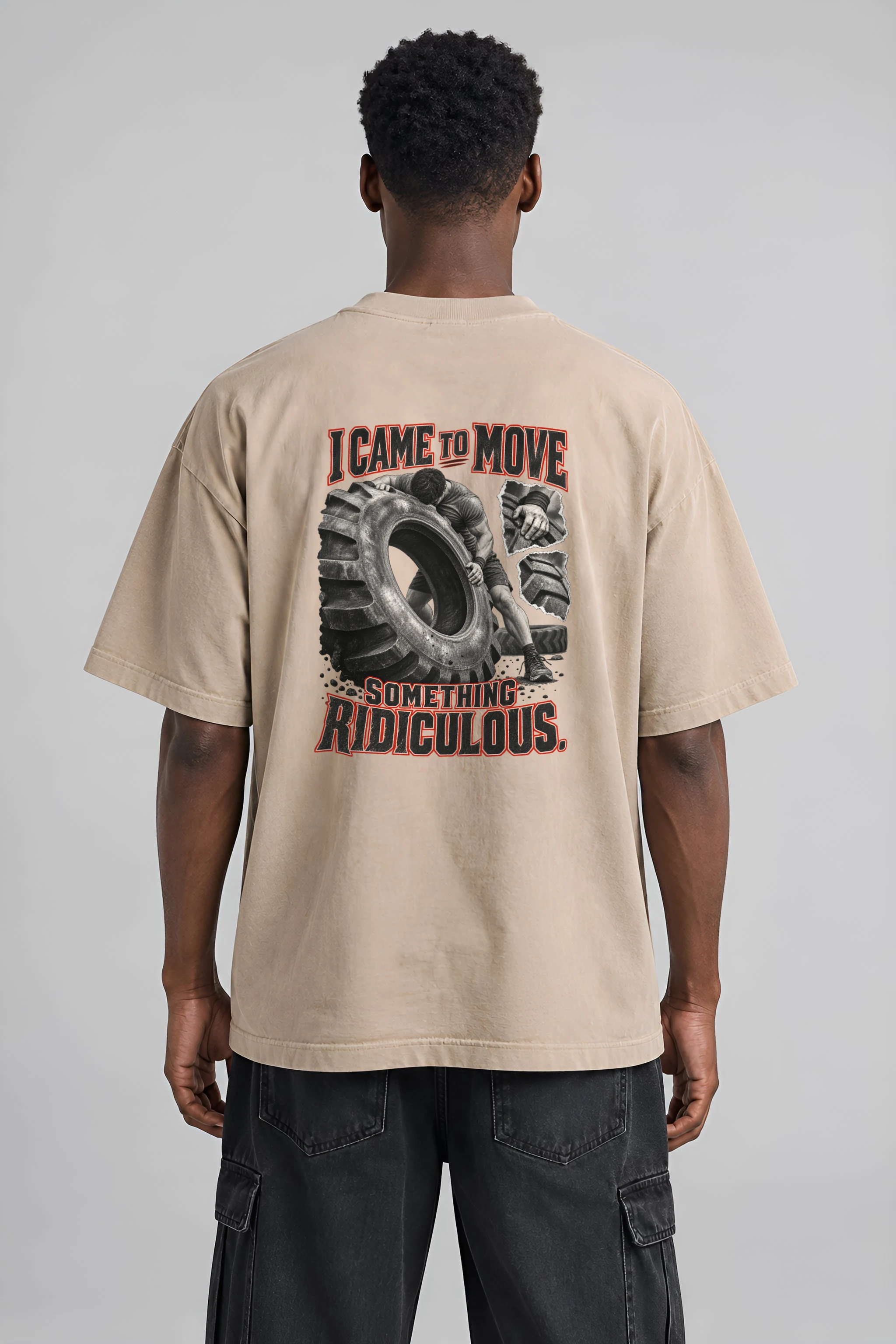 "I Came to Move Something Ridiculous" Men's Oversized Heavyweight Crewneck T-Shirt