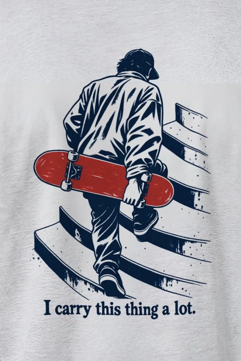 "I Carry This Thing A Lot" Heavyweight Unisex Crewneck T-shirt - the graphic up close