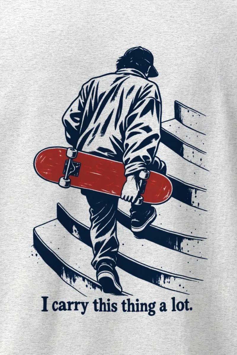 "I Carry This Thing A Lot" Heavyweight Unisex Crewneck T-shirt - the graphic up close
