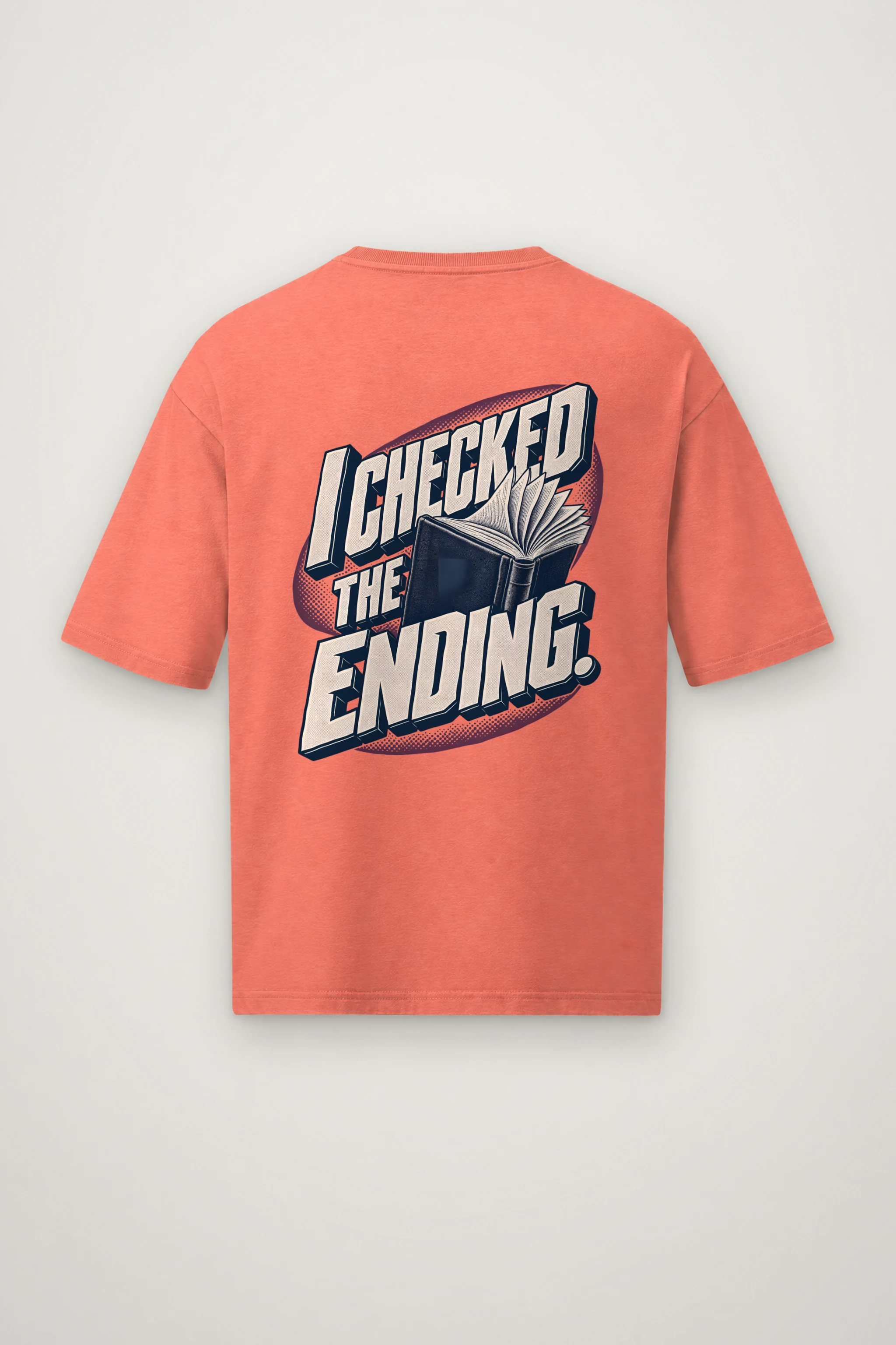 "I Checked The Ending" Men's Oversized Heavyweight Crewneck T-Shirt