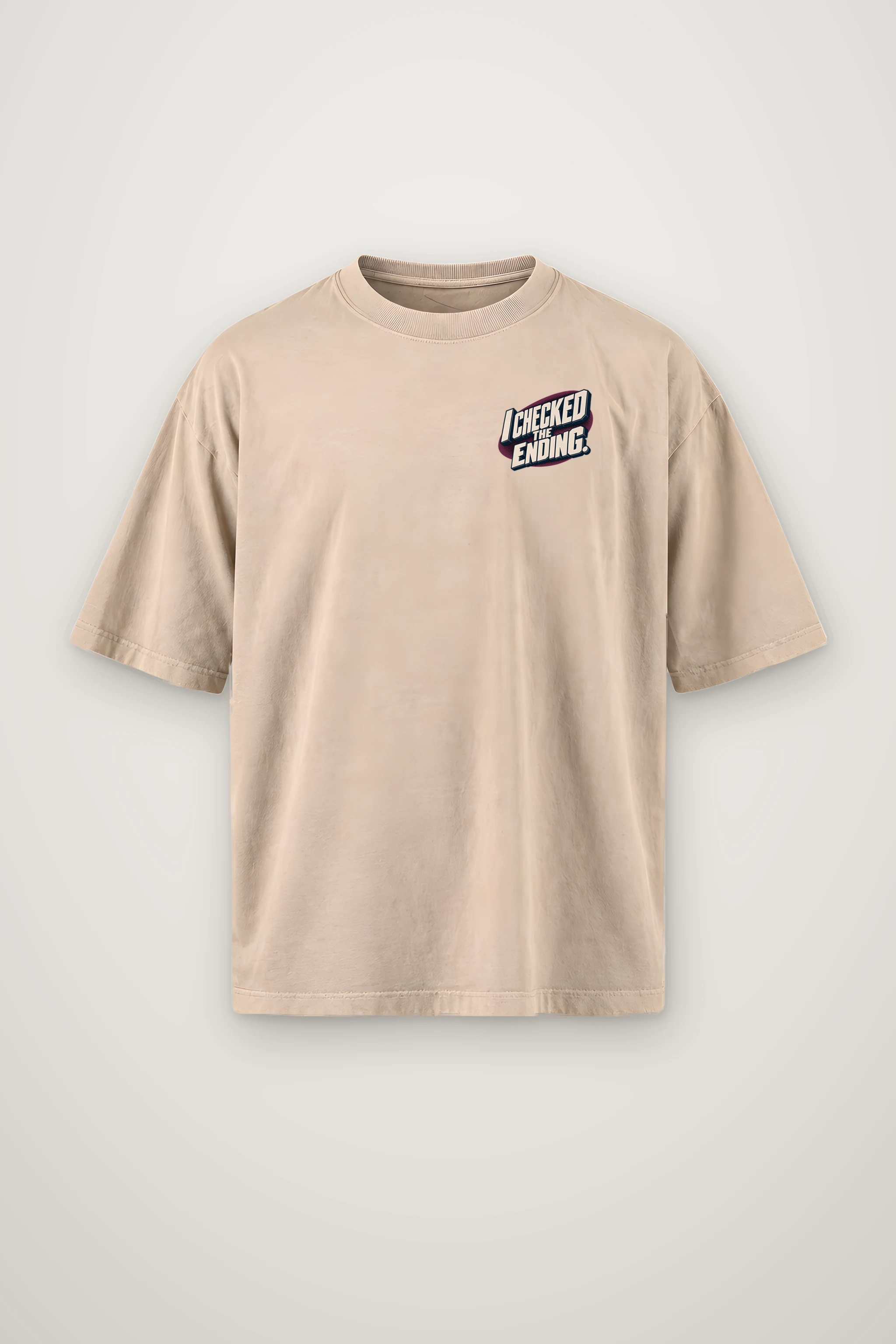 "I Checked The Ending" Men's Oversized Heavyweight Crewneck T-Shirt