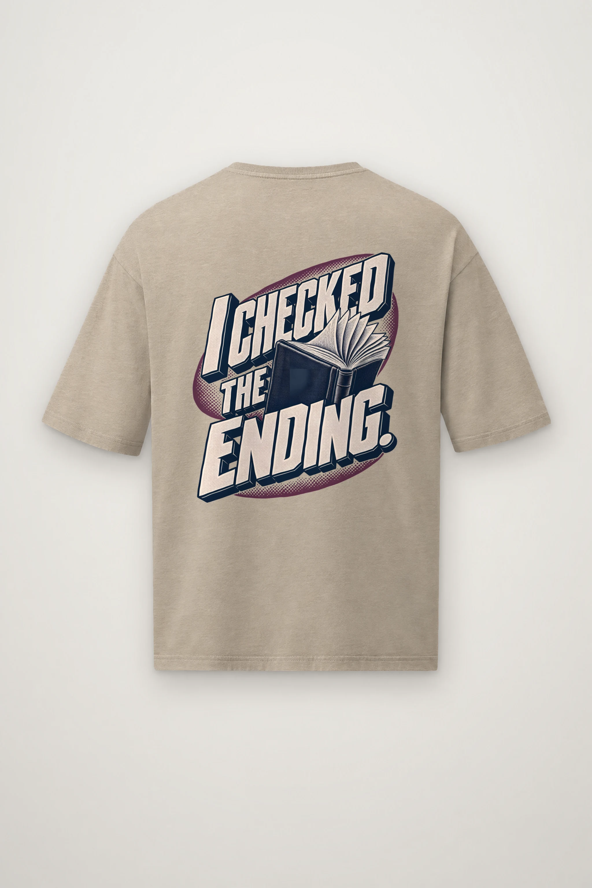 "I Checked The Ending" Men's Oversized Heavyweight Crewneck T-Shirt