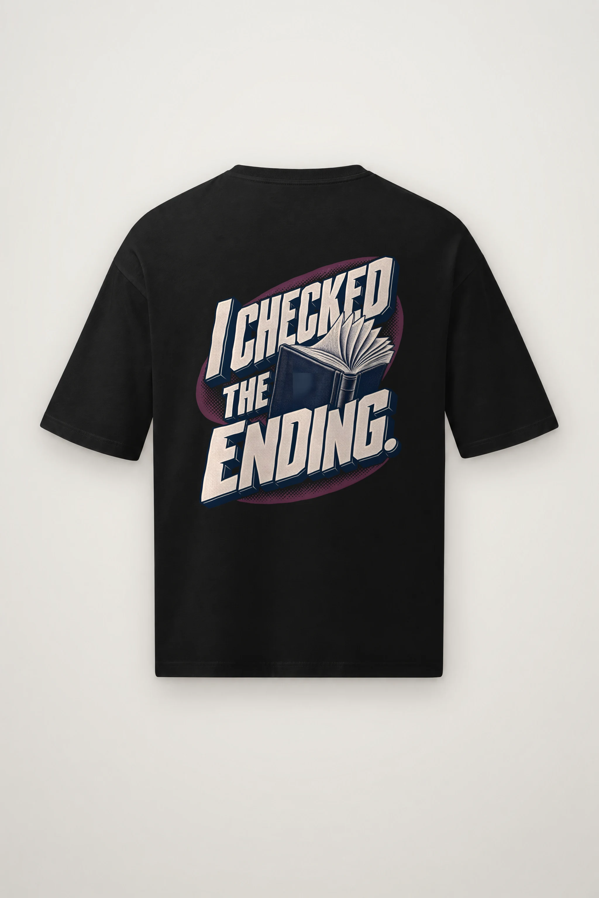 "I Checked The Ending" Men's Oversized Heavyweight Crewneck T-Shirt