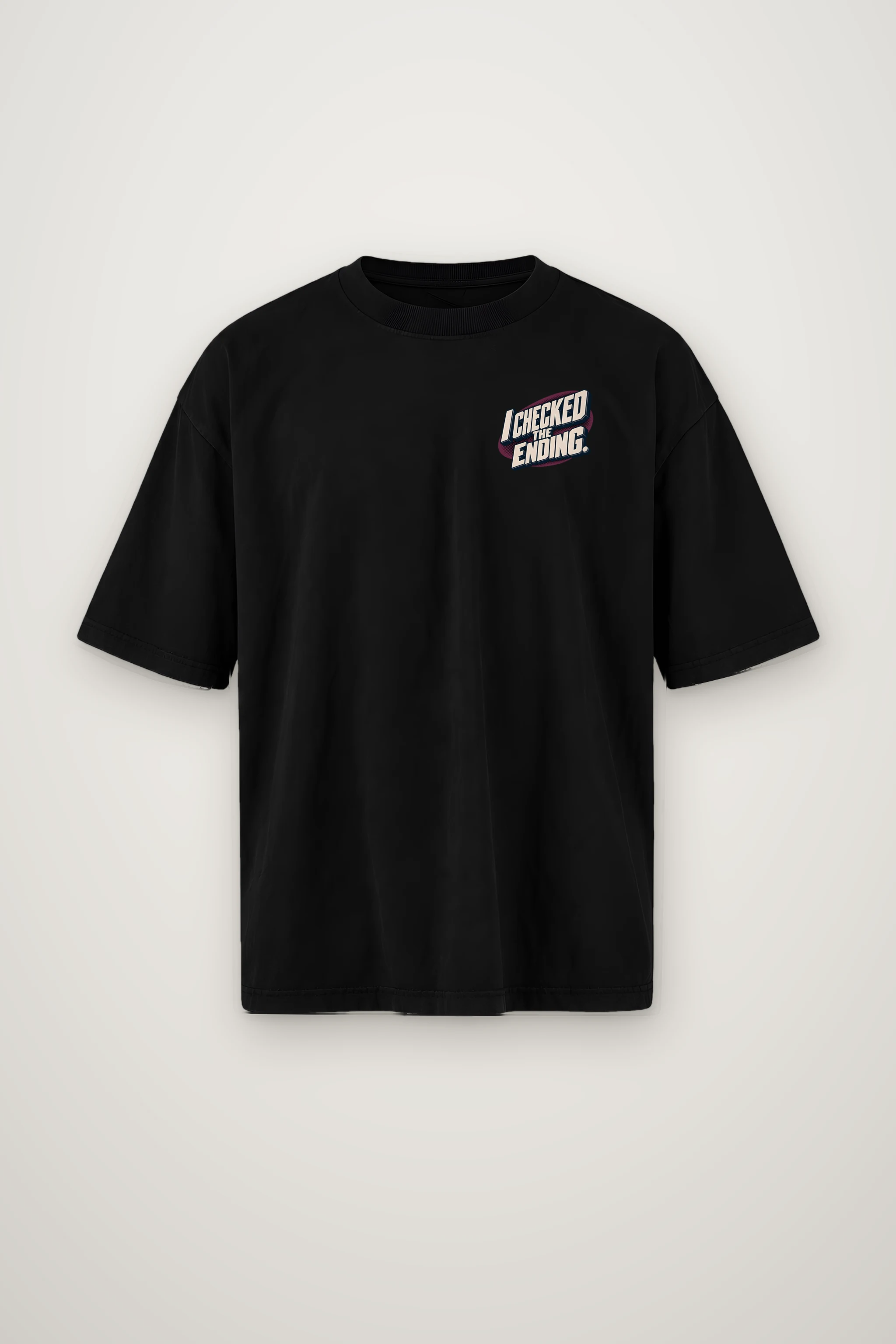 "I Checked The Ending" Men's Oversized Heavyweight Crewneck T-Shirt