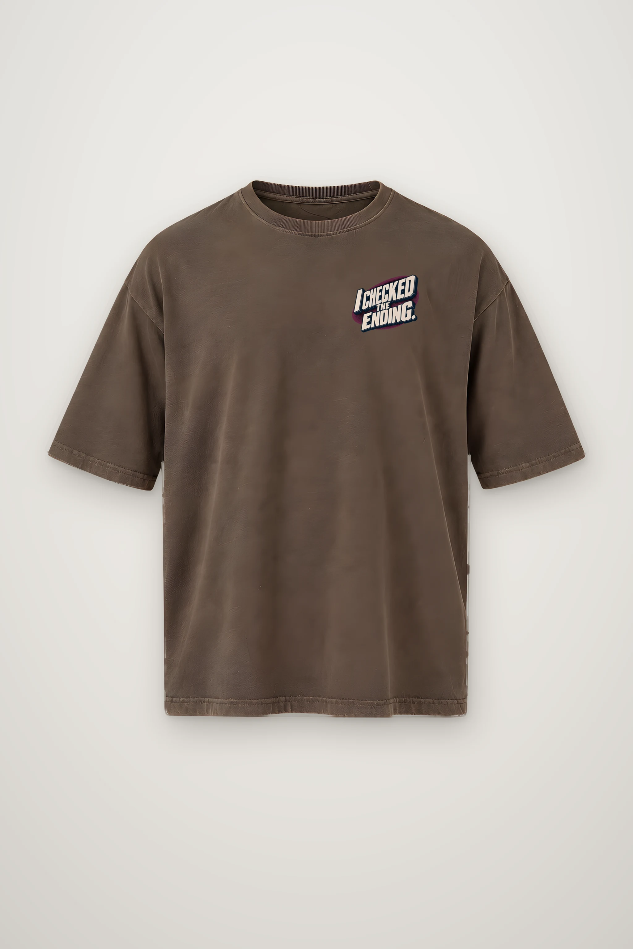 "I Checked The Ending" Men's Oversized Heavyweight Crewneck T-Shirt