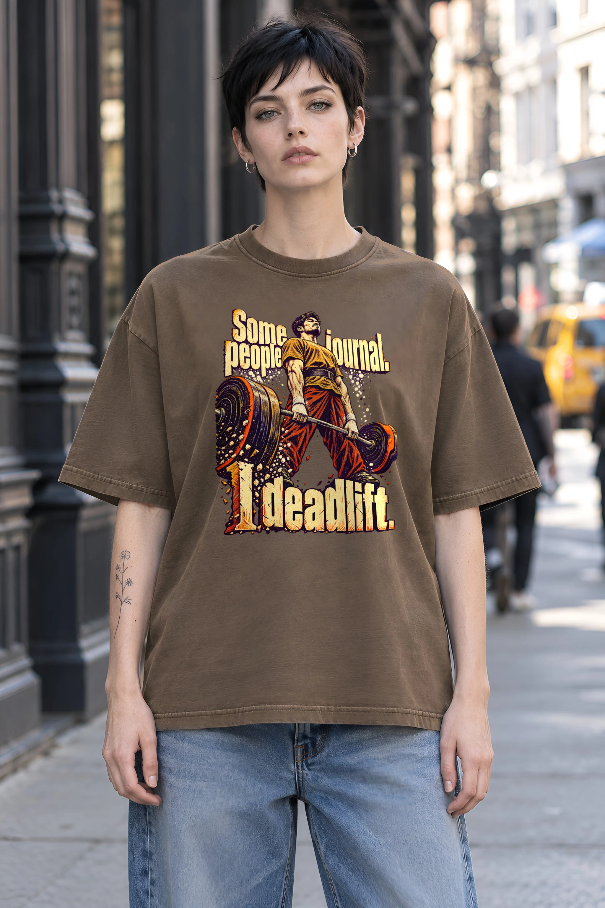 "I Deadlift" Unisex Oversized Heavyweight Crewneck T-Shirt