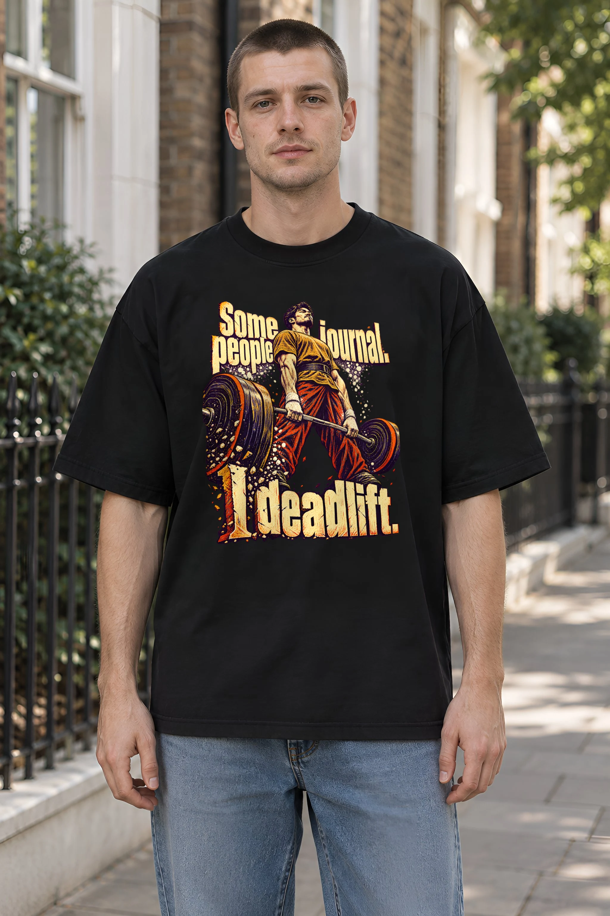 "I Deadlift" Unisex Oversized Heavyweight Crewneck T-Shirt