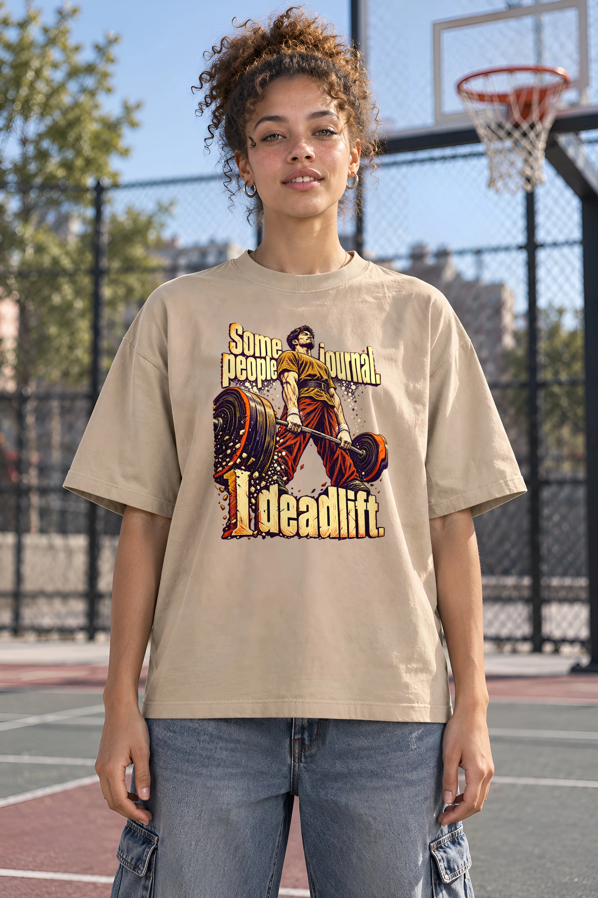 "I Deadlift" Unisex Oversized Heavyweight Crewneck T-Shirt