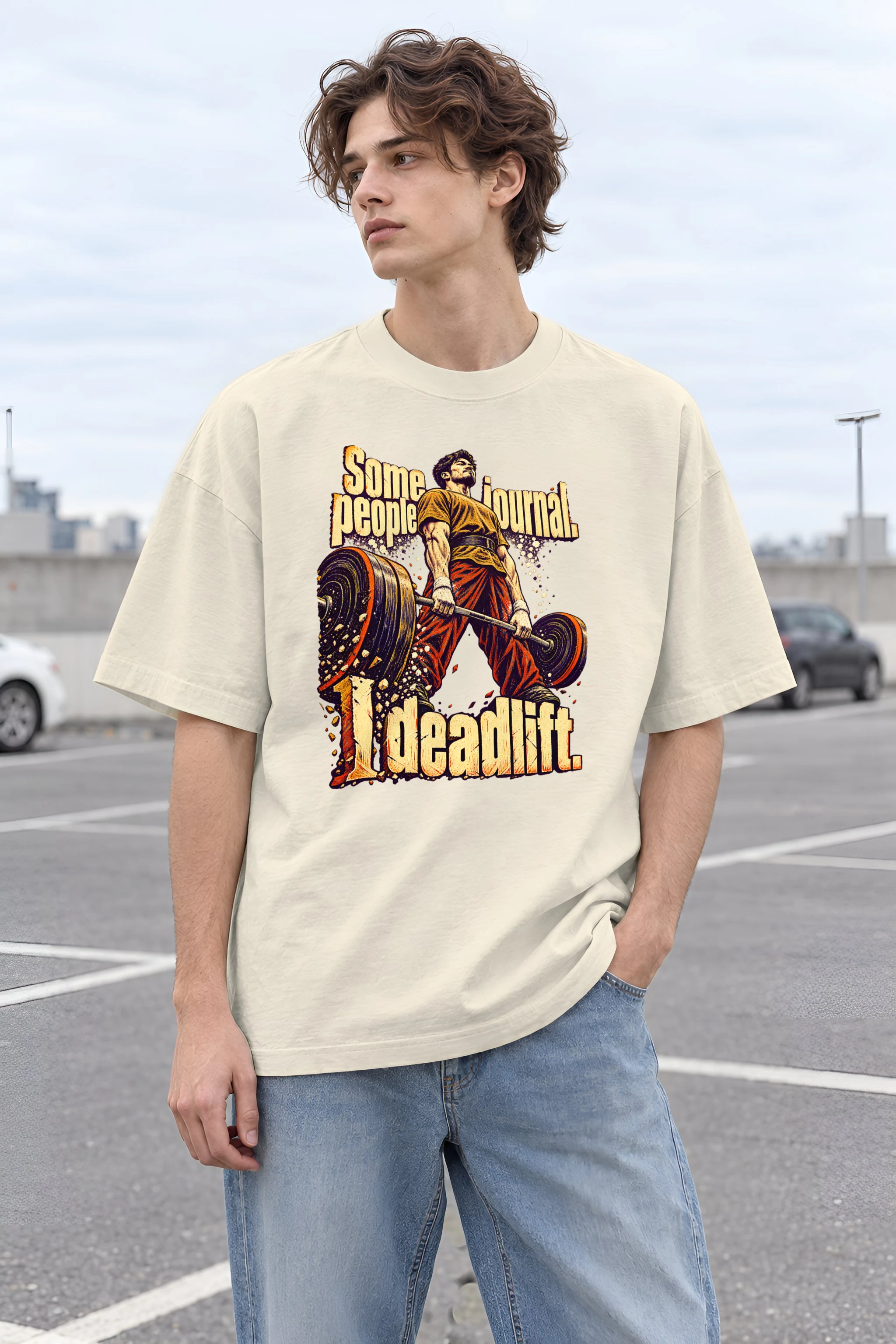 "I Deadlift" Unisex Oversized Heavyweight Crewneck T-Shirt