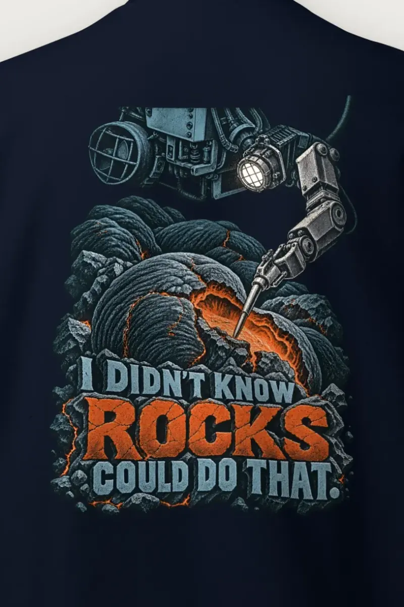 "I Didn’t Know Rocks Could Do That" Heavy Blend Unisex Crewneck Sweatshirt - the graphic up close