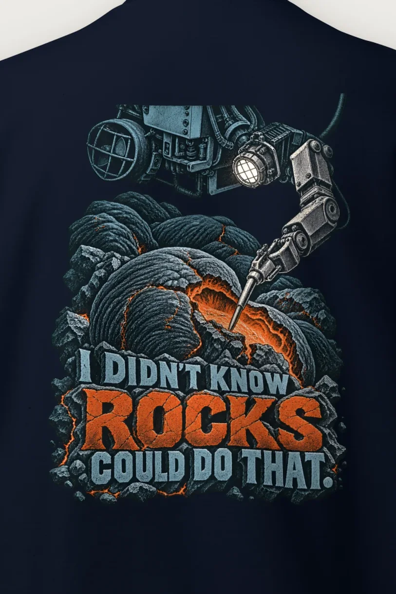 "I Didn’t Know Rocks Could Do That" Heavy Blend Unisex Crewneck Sweatshirt - the graphic up close